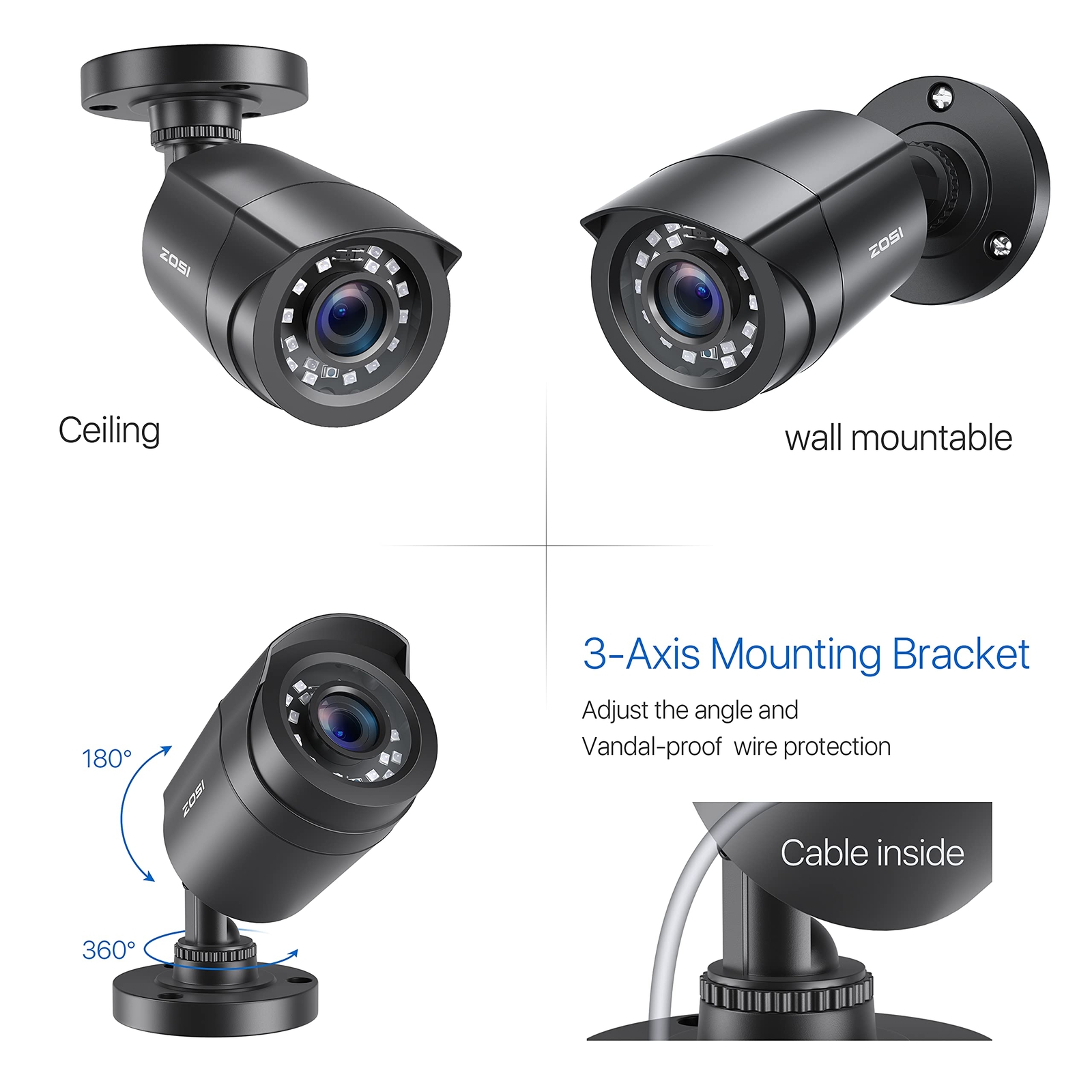 ZOSI 8CH 5MP Lite DVR 1080P Outdoor CCTV Security Camera System Kit Night Vision