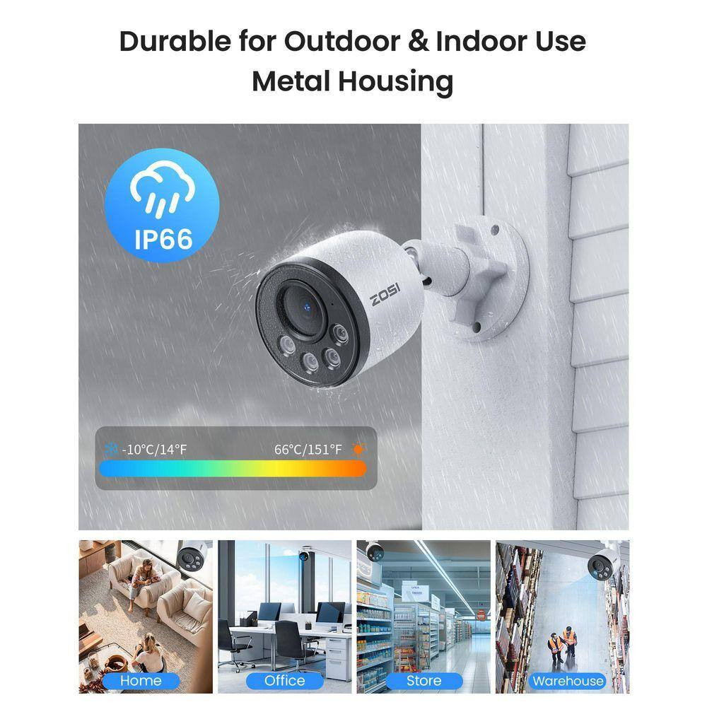 4K 8MP 8-Channel Poe NVR Smart Home Security Camera System with 4-Wired Outdoor