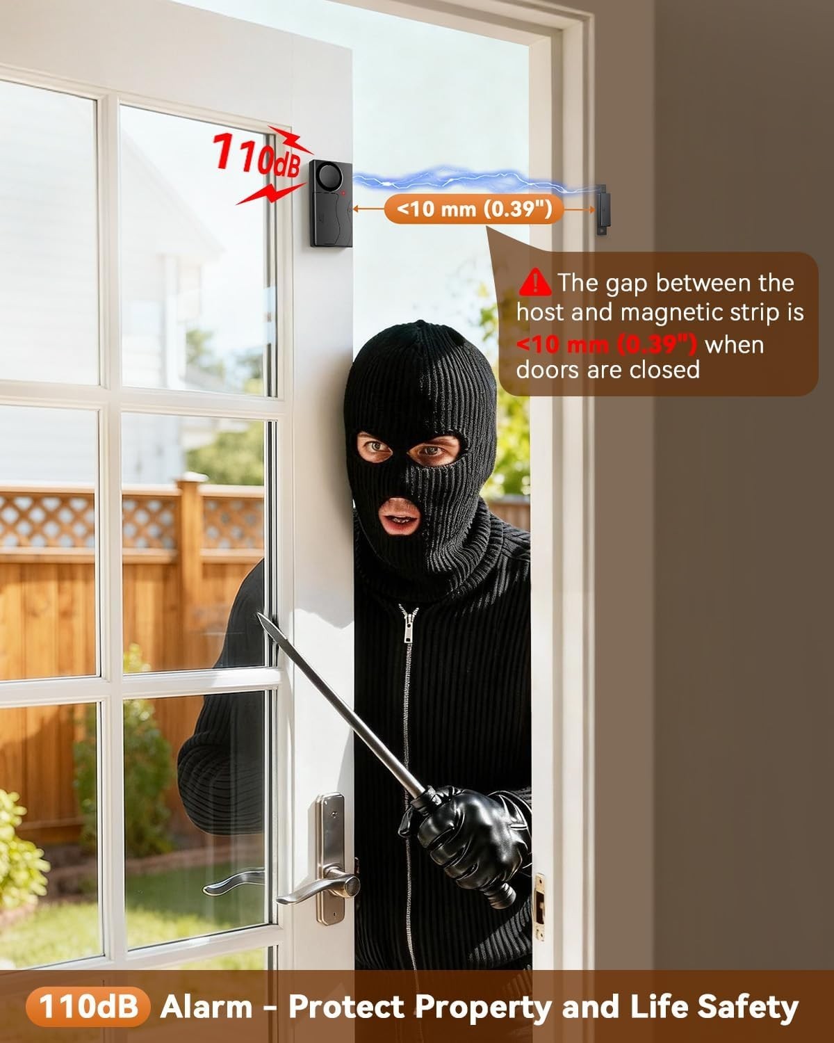 Battery-Powered 110dB Security Alarm with Remote – Easy Install & Operation