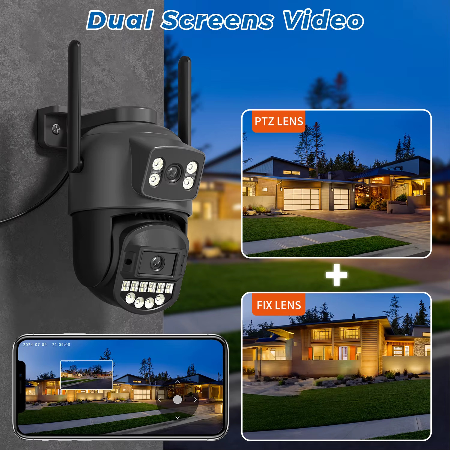 5K 10MP Wifi Camera PTZ Outdoor AI Human Detection Dual Screen 4K 8MP CCTV Secur