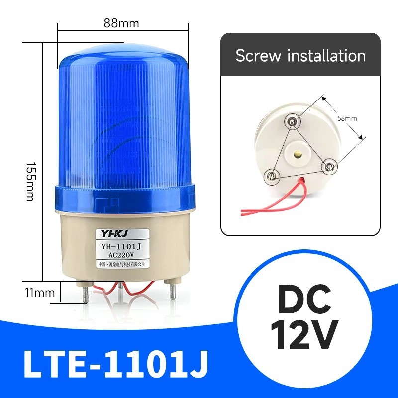 LED Strobe Warning Light Siren LTE Rotating Flash Buzzer Alarm DC12V 24V AC220V