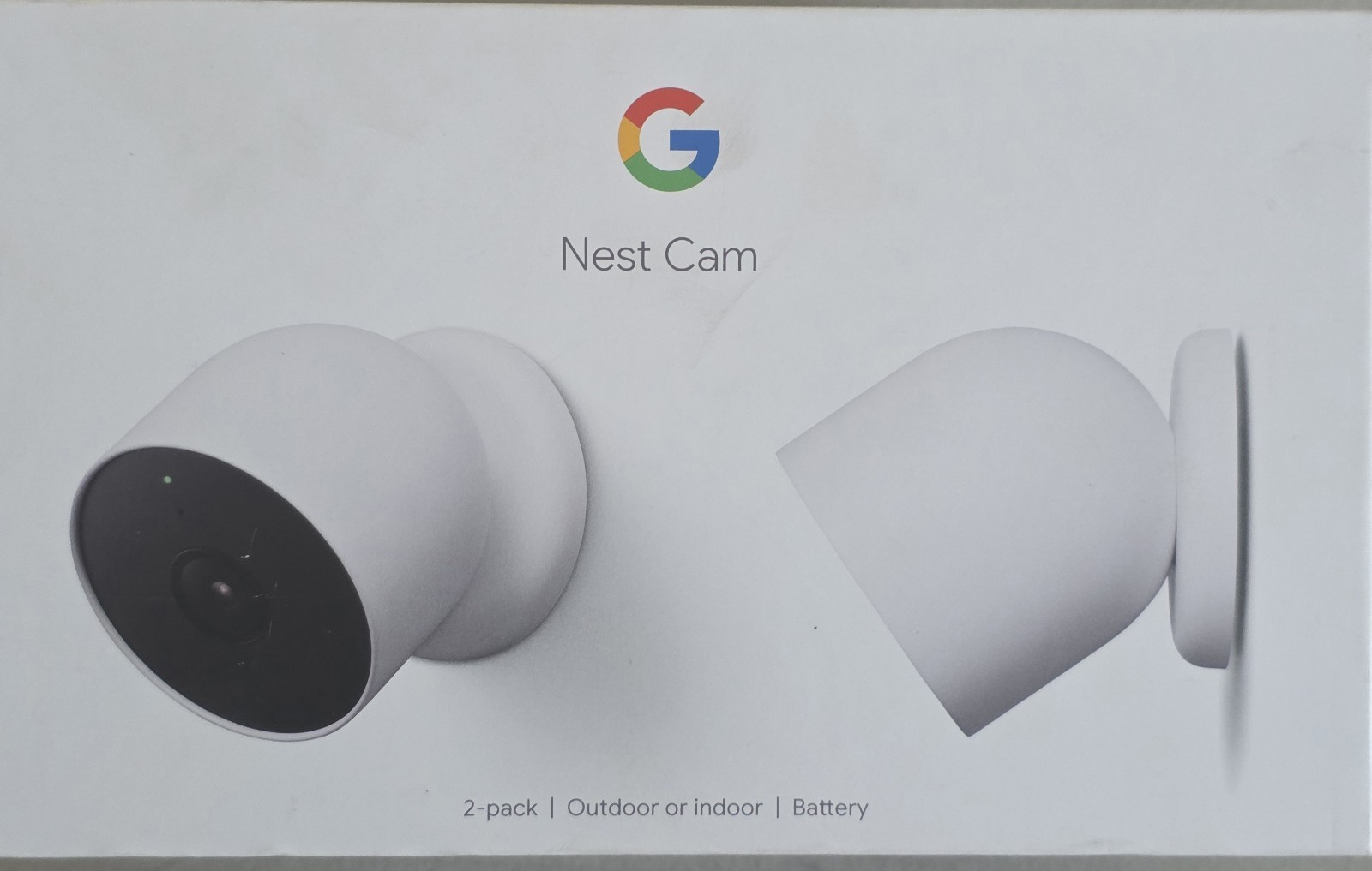 New Google Nest Cam Indoor/Outdoor Wire Free Security Camera Snow 2 Pack
