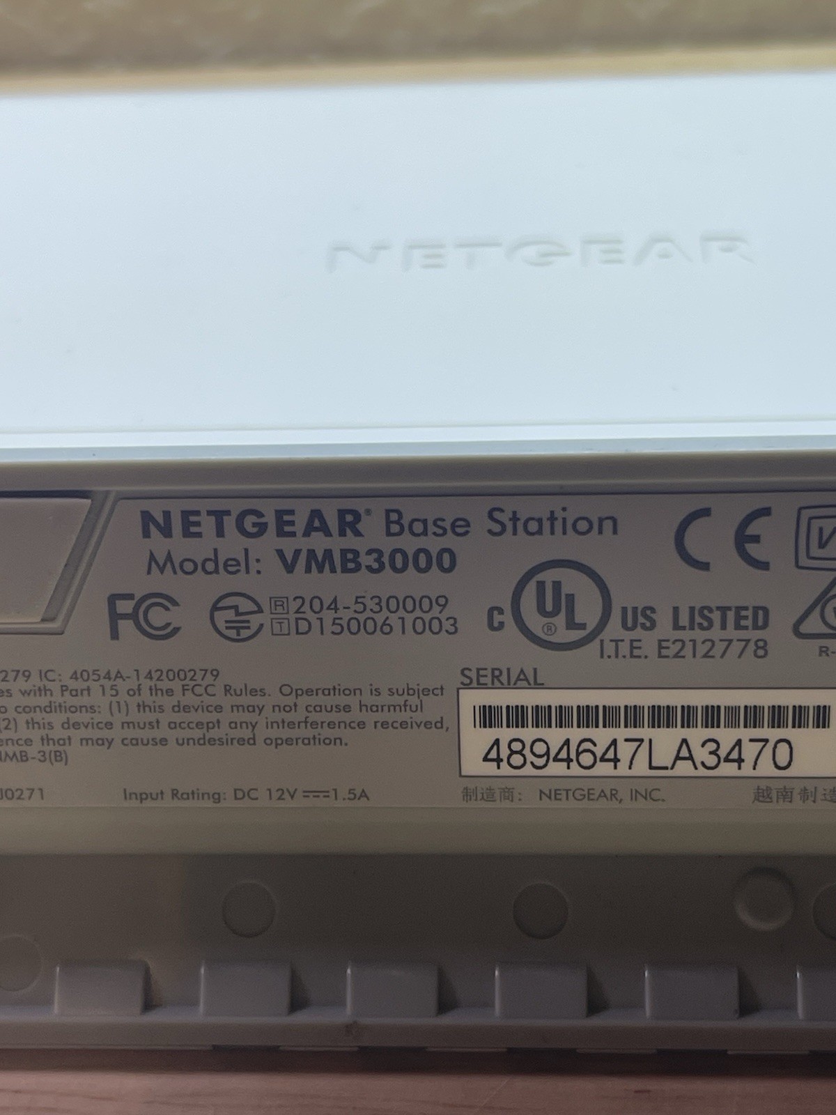 Netgear Arlo Security Base Station VMB3000 w/ Power Adapter – No Cameras