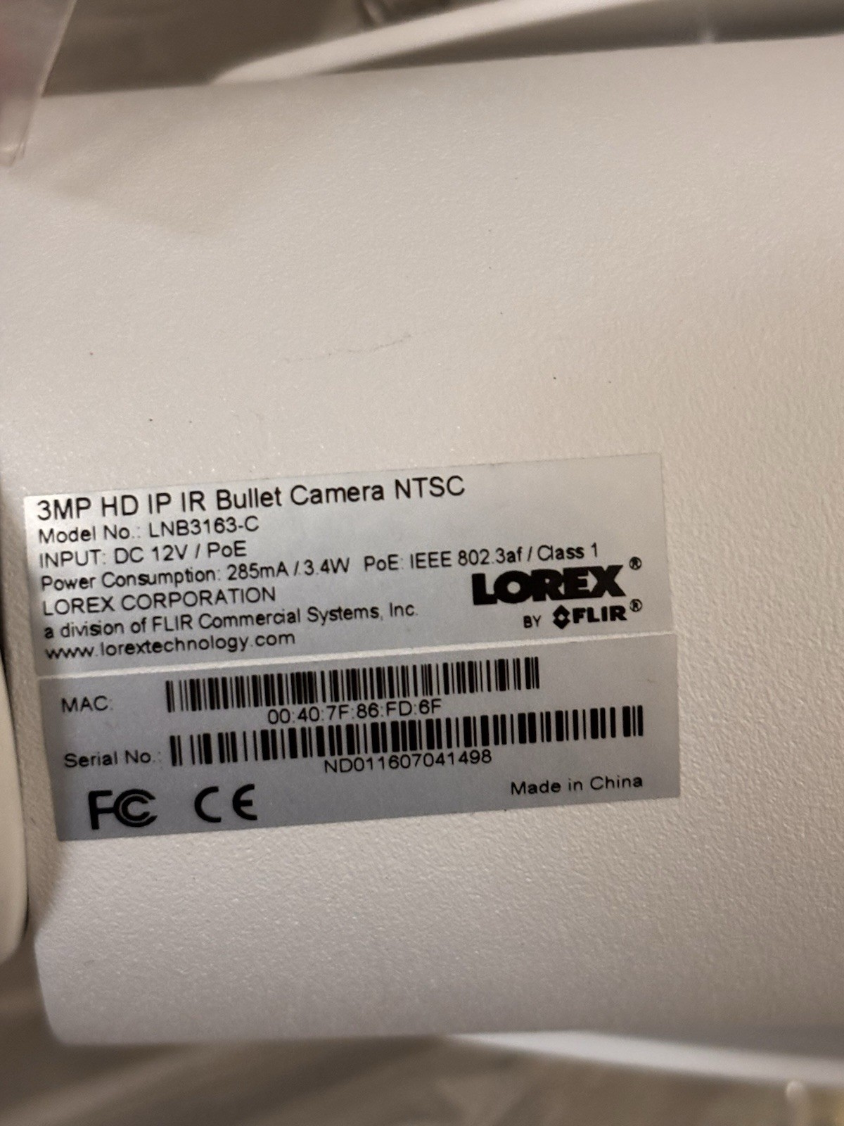 Lorex LNB3163-C 3MP HD IR Bullet Security Camera – 1 Camera Only