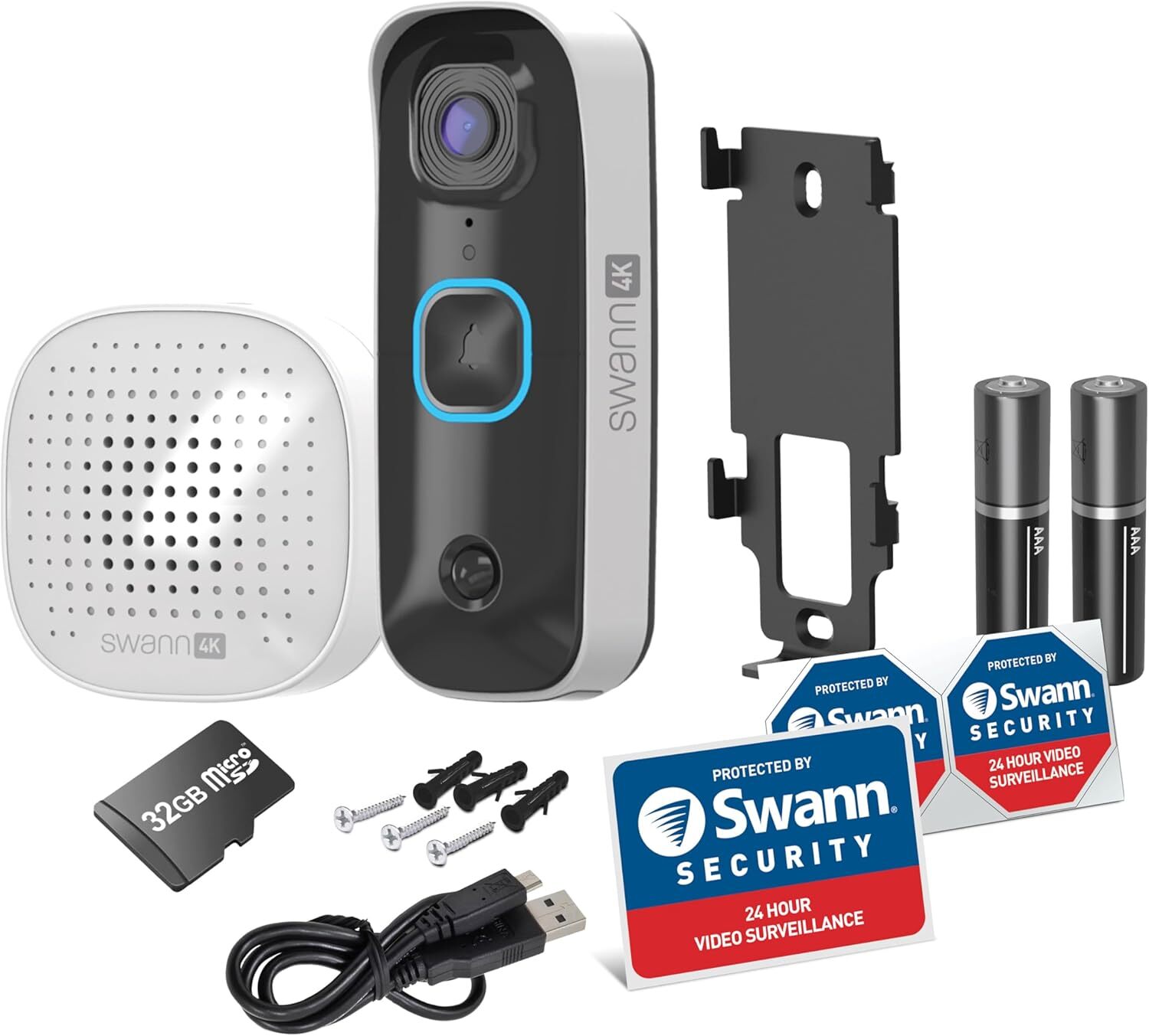 Swann Buddy4K UHD Wireless Video Doorbell & Chime Ultra-Wide 165° View Smart
