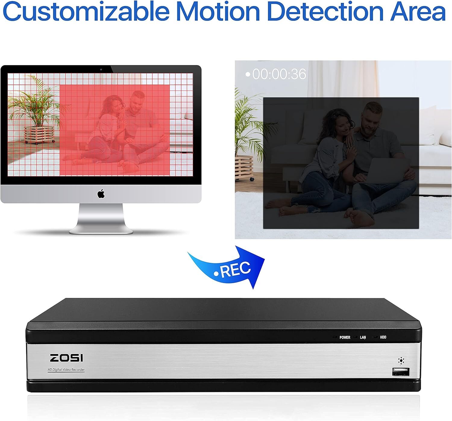 ZOSI 16CH DVR 2MP Security Instant Alert Camera CCTV System 2TB Remote Access 2T
