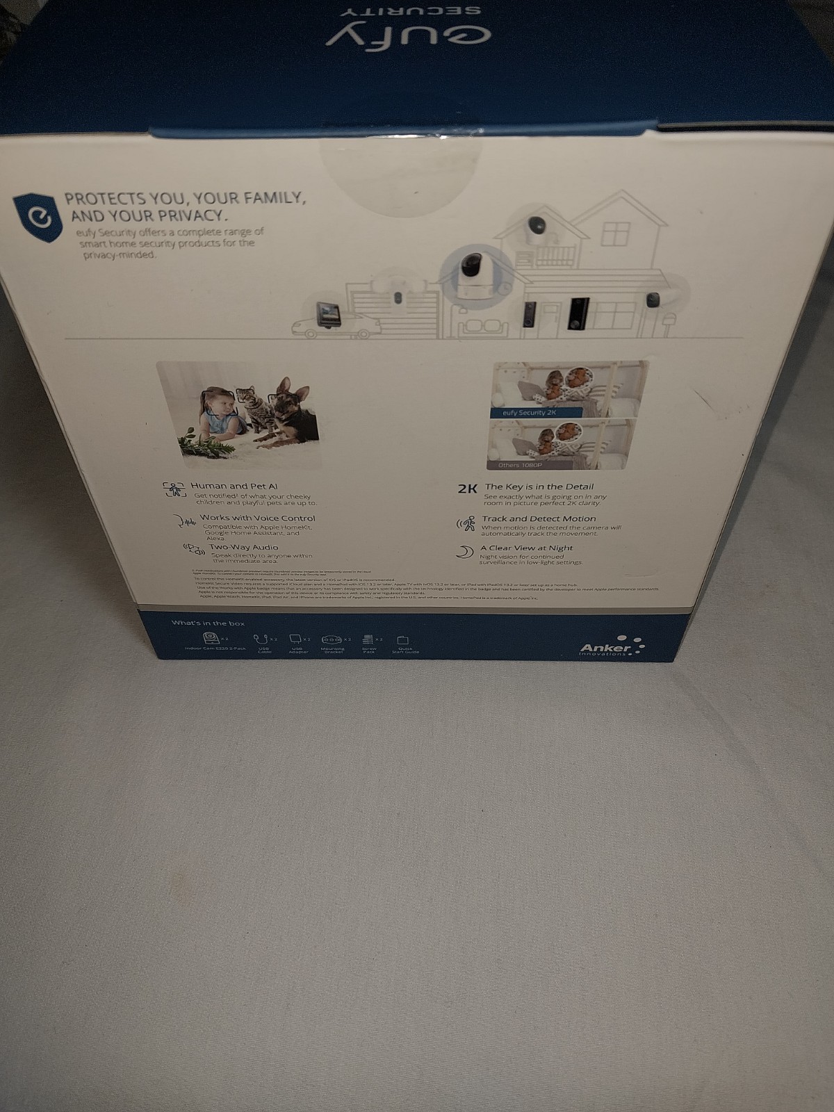 Eufy E220 Indoor Security Camera 2-Pack, 2K Resolution, AI, Wi-Fi, HomeKit