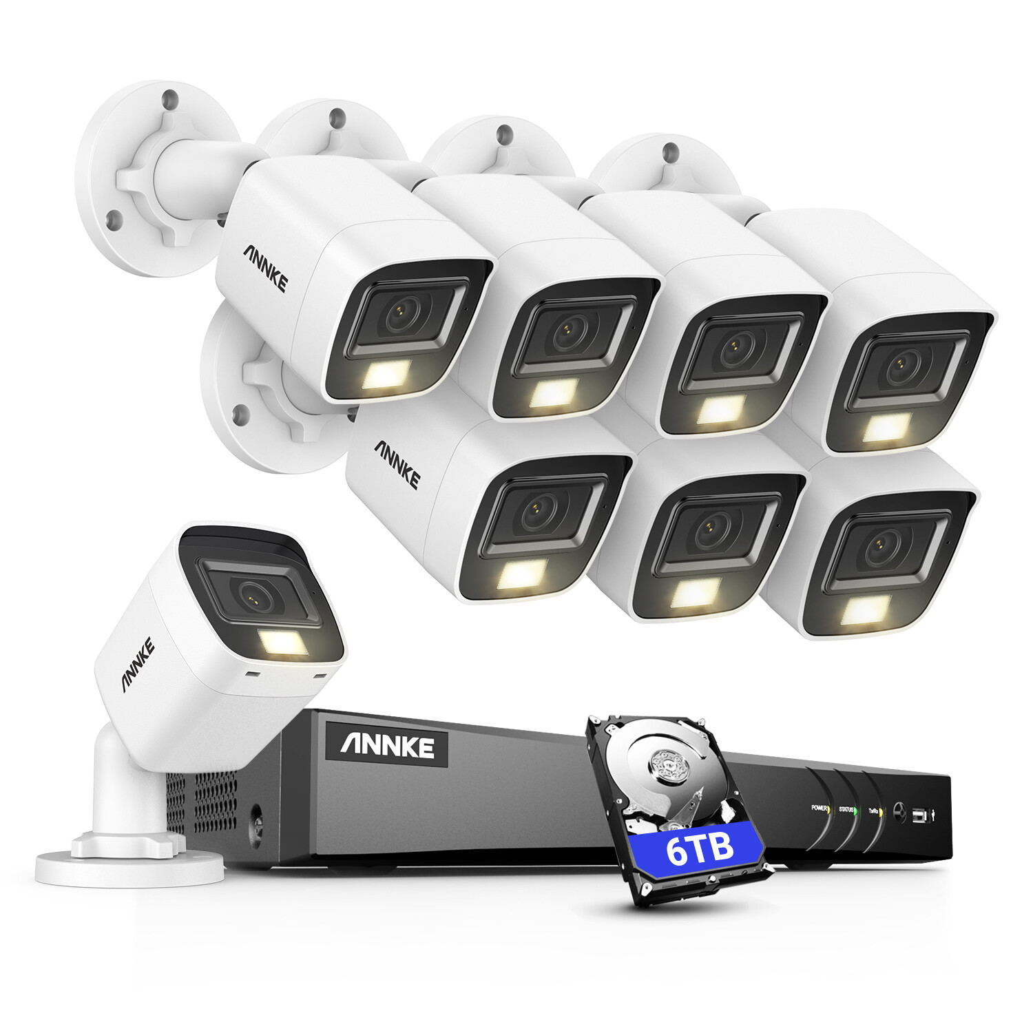 ANNKE 8CH 4K DVR 5MP Color Night Security Camera System Human Detection Outdoor