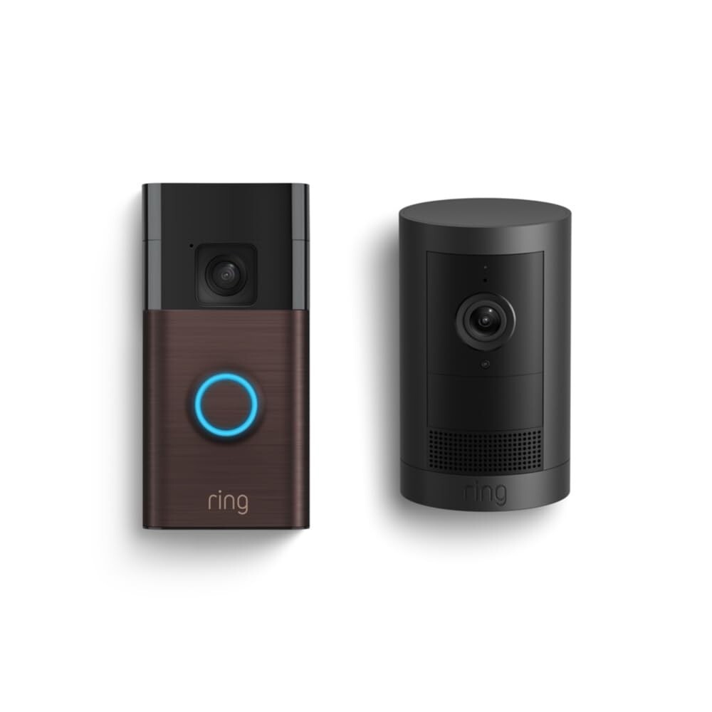Ring Battery Doorbell Venetian Bronze Smart Wi-Fi with Outdoor Cam Plus Black