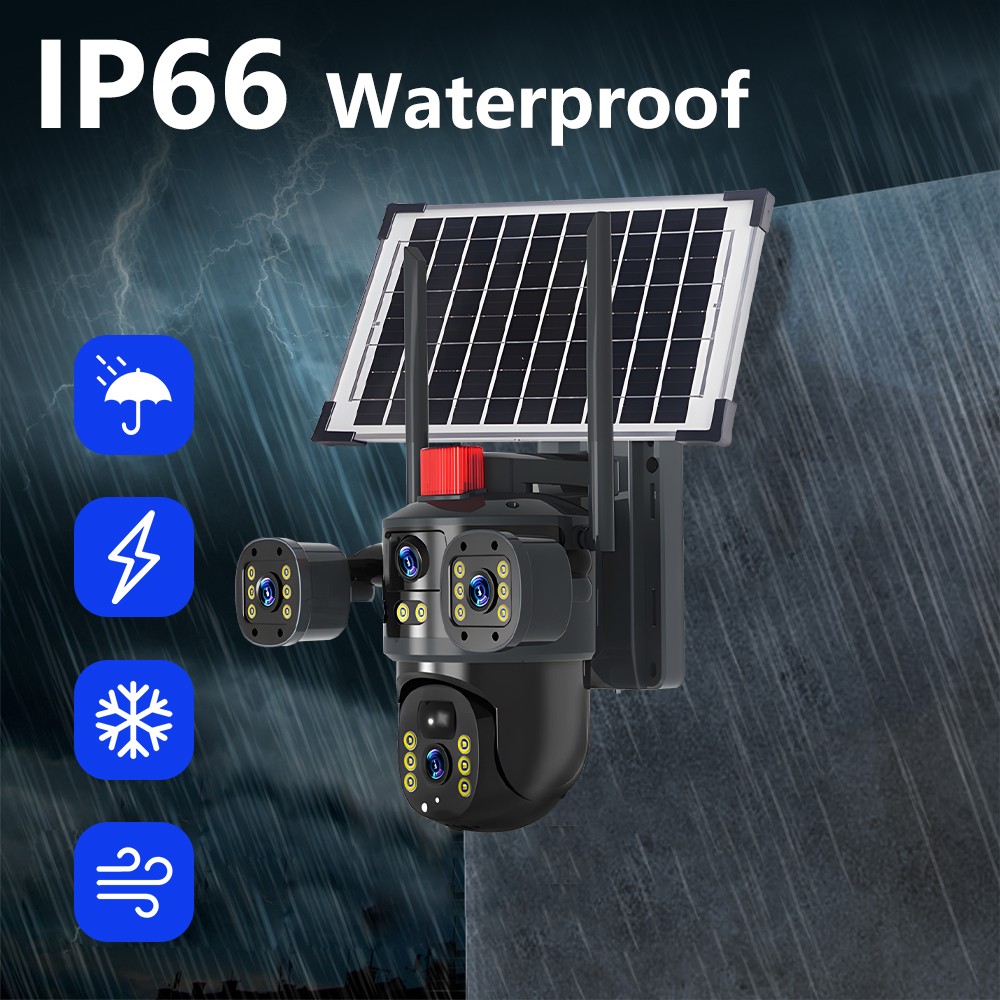 4 Camara De Seguridad Solar WIFI Inalambricas Para Exterior Con Vision Nocturna