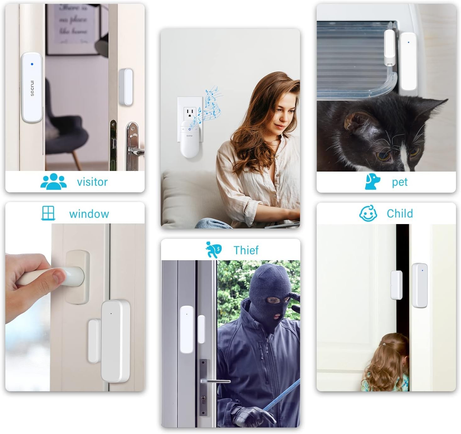 Door Chime, Sensor Chime for Opens – 1 Receiver+2 Sensor, White