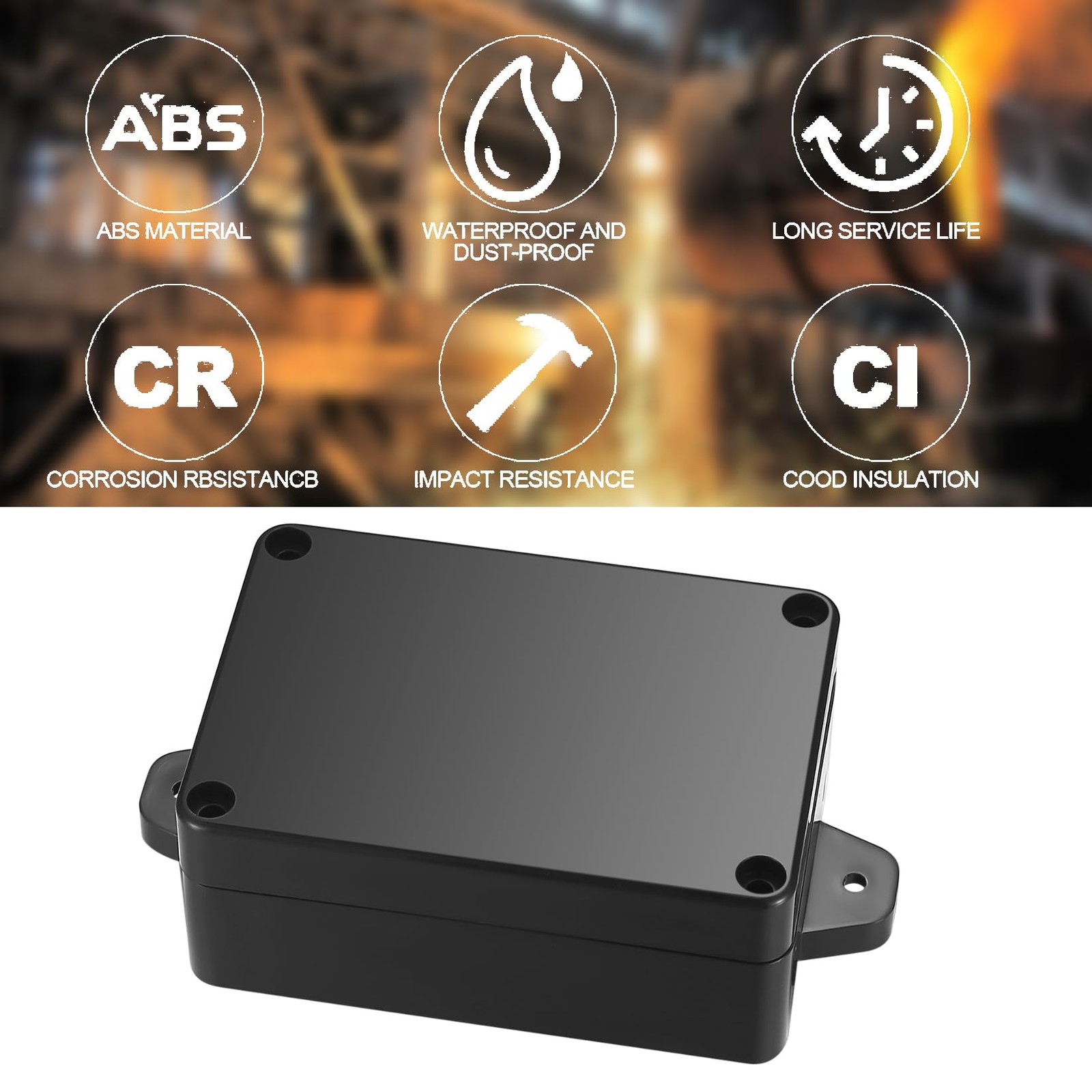 Project Box, 4pcs Junction Boxes, IP65 4 Boxes with Fixed Ear, Black