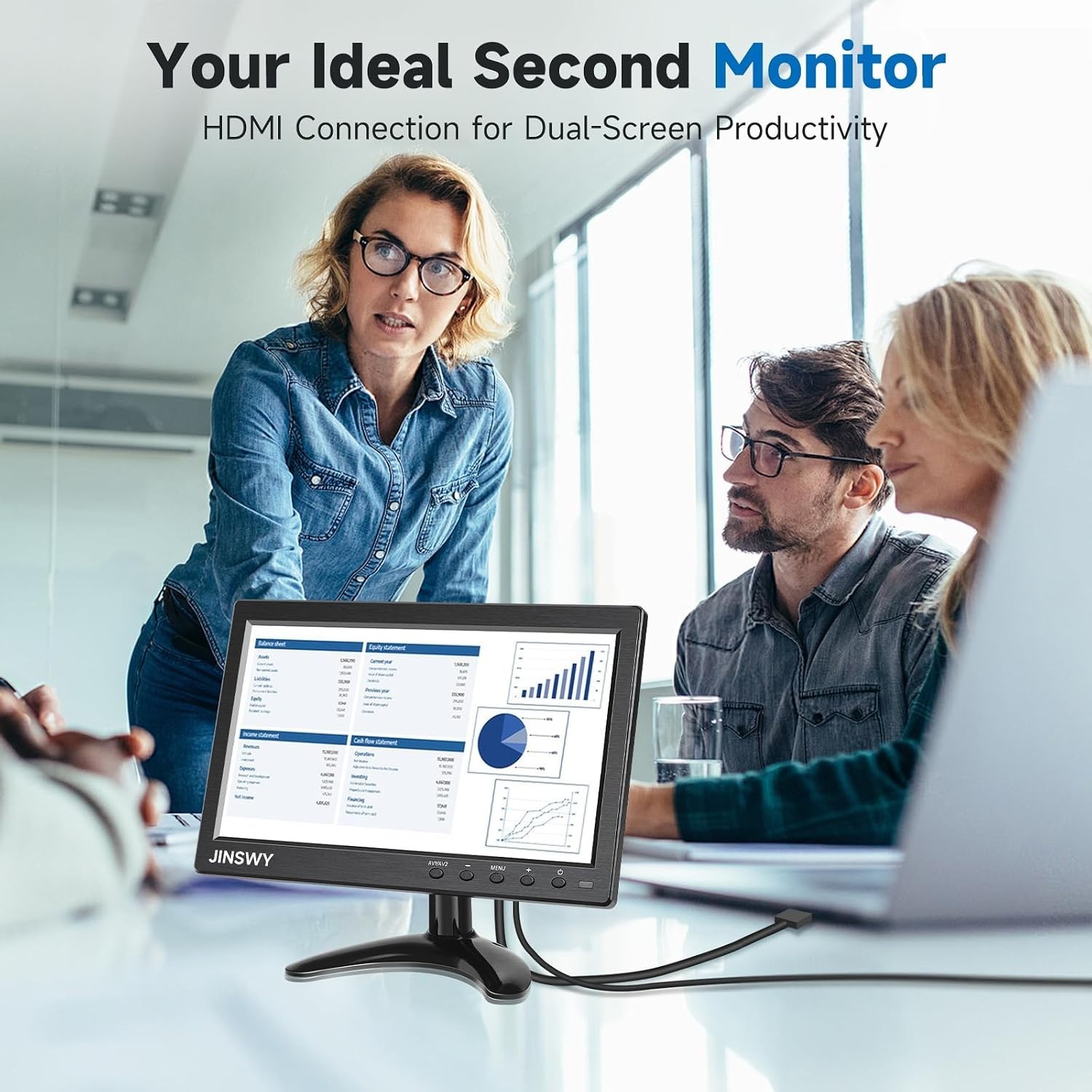 10.1″ Portable Security Monitor with HD Display & Remote Control for Versatil…