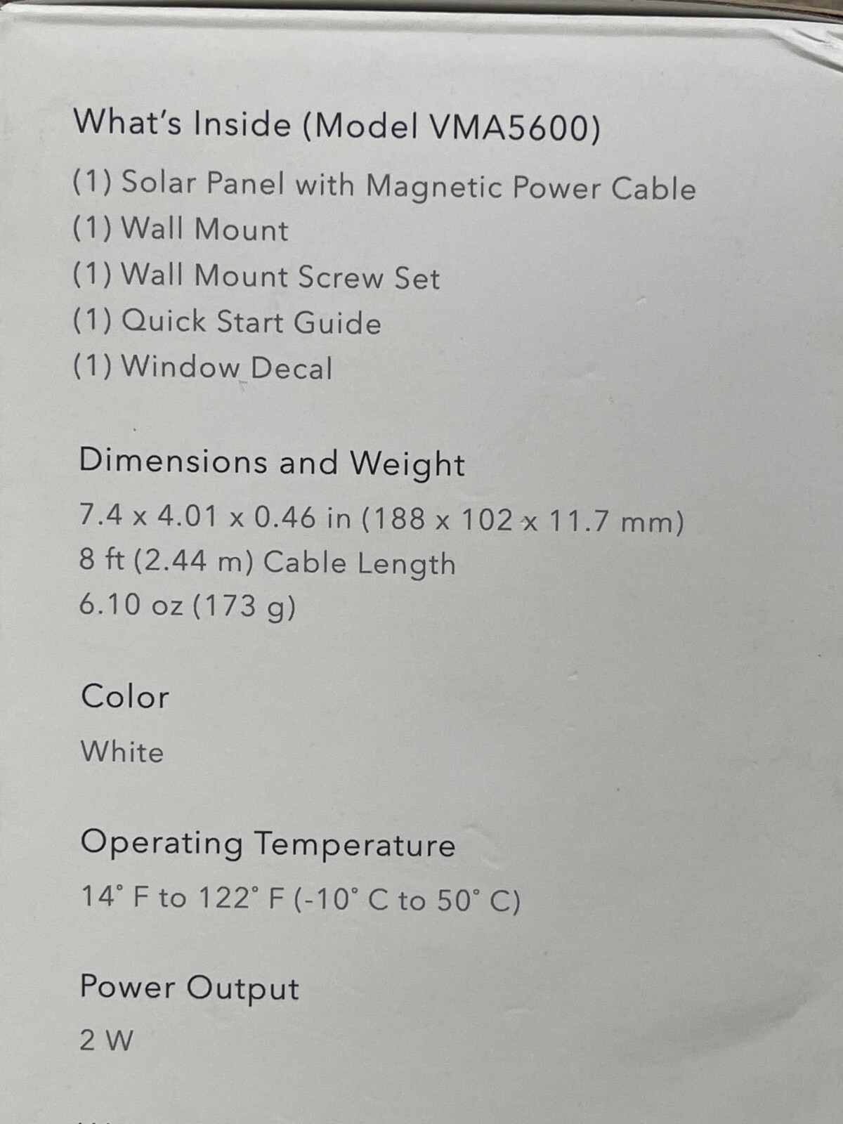 NEW! Arlo Solar Panel Charger VMA5600-10000S For Arlo Ultra & Arlo Pro 3 Cameras