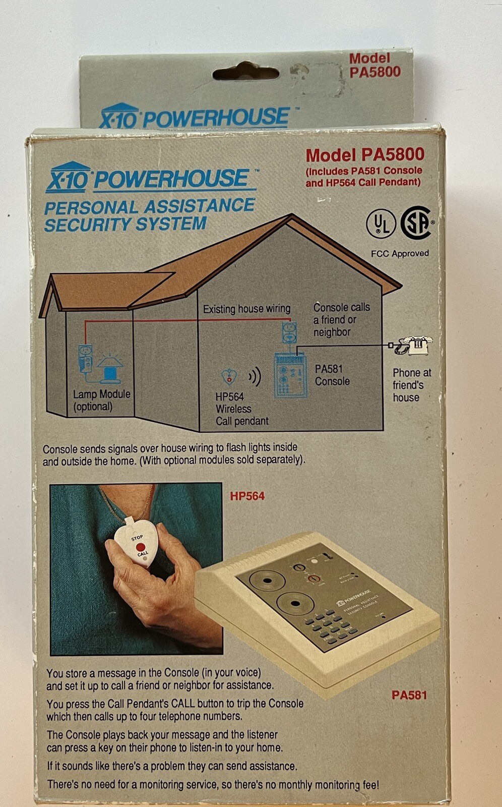 X-10 Powerhouse Personal Assistance Security System PA5800 New Open Box