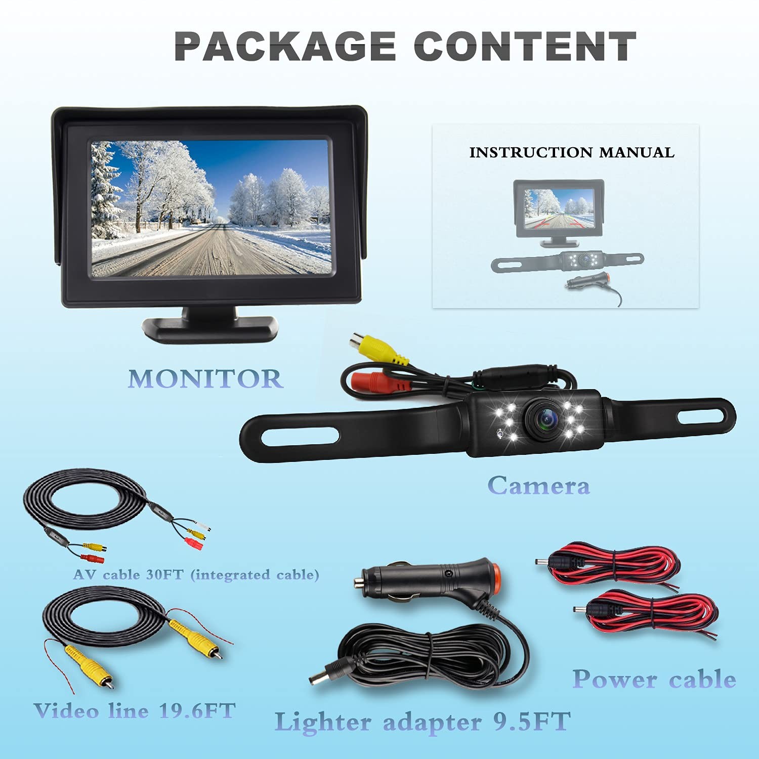 JPP HD Backup Camera and Monitor Kit – 4.3″ IPS FHD Color Display, 4.3IN
