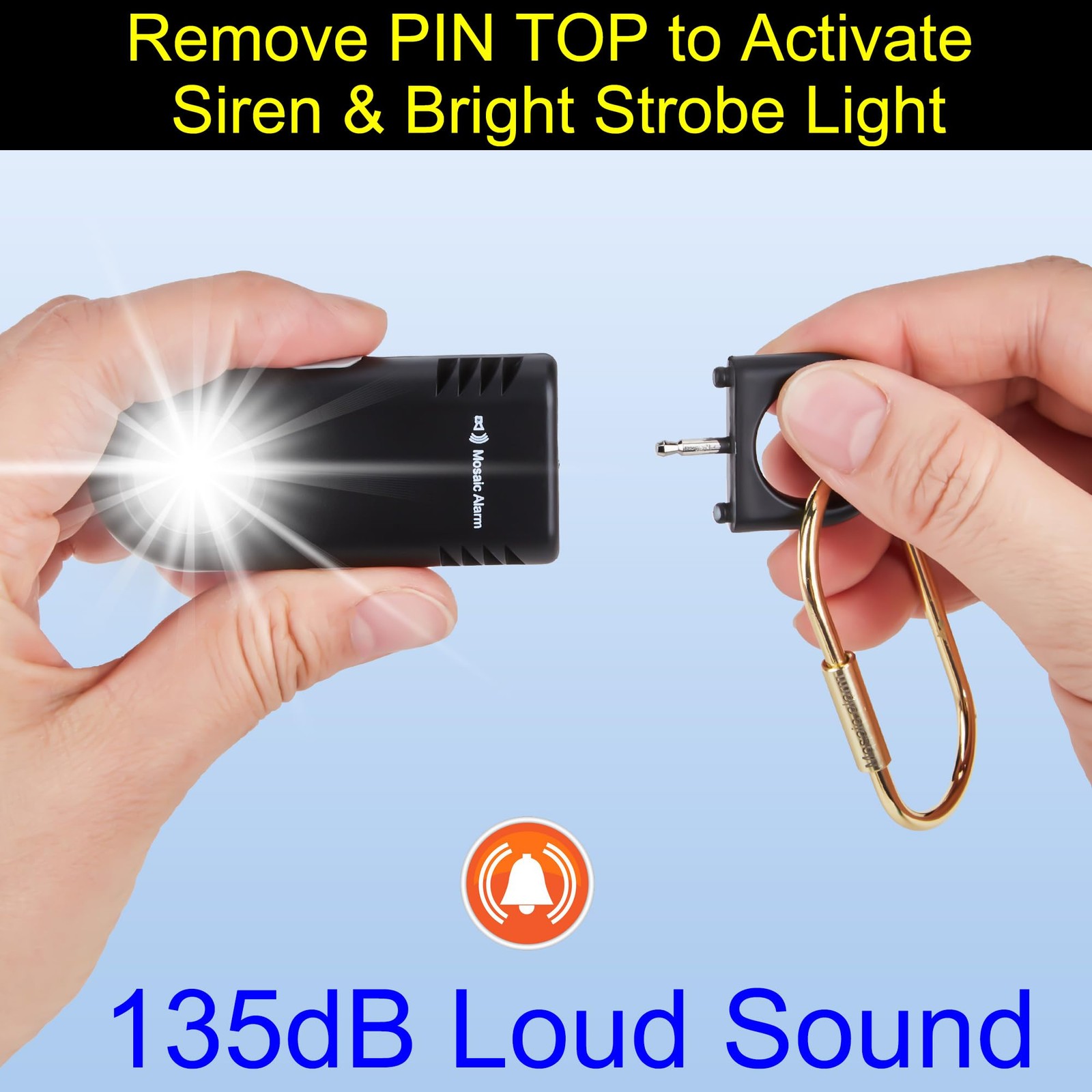 135dB Rechargeable Personal Safety Alarm Builtin UltraBright Flashlight. Non …