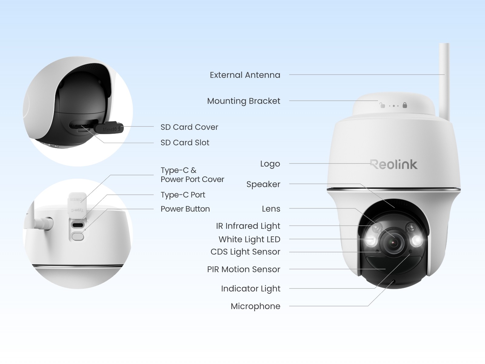 Reolink Argus PT 5MP Battery Camera Pan Tilt Outdoor with Solar Smart Detection