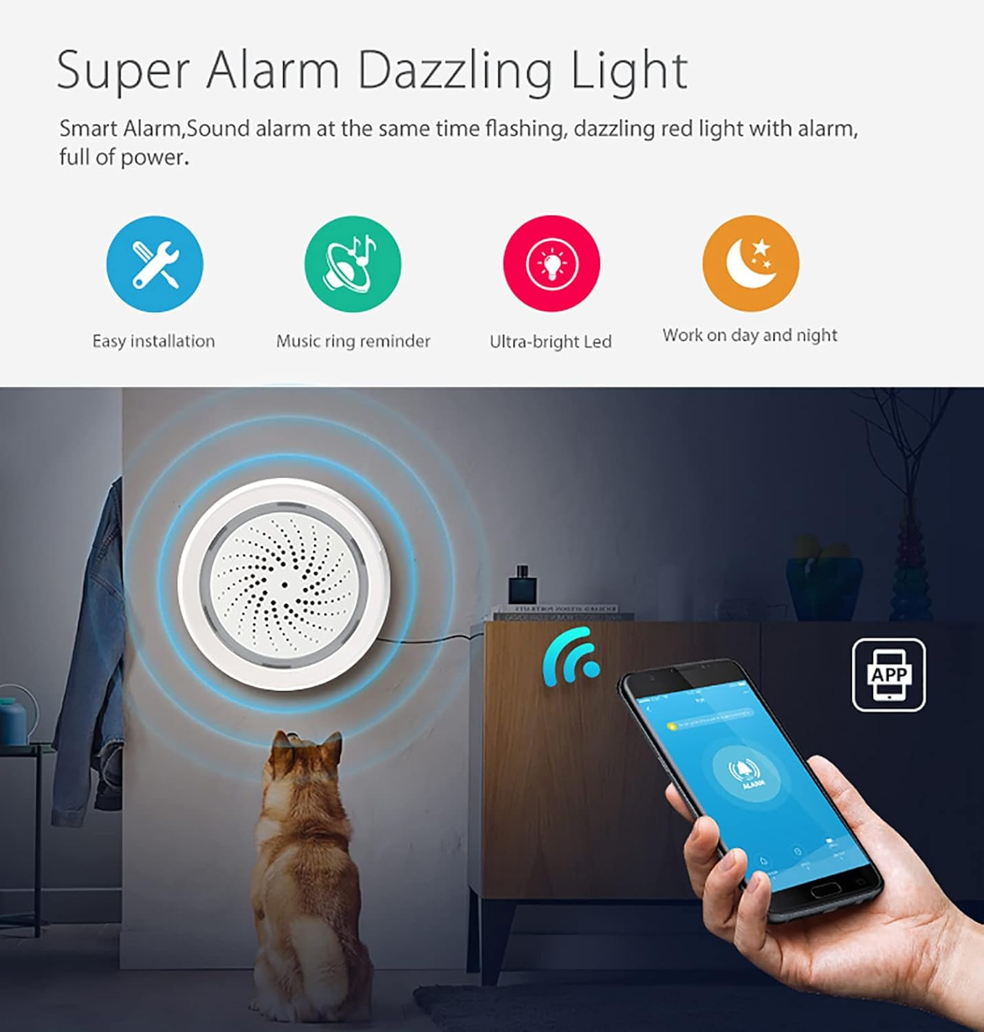 Smart Wi-Fi Siren Alarm: Wireless Alarm for Home Security, Burglar Alarm with So