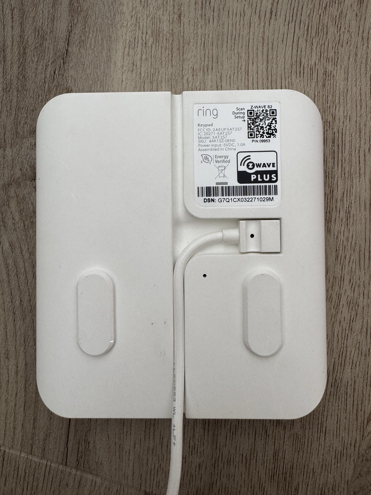 Ring 5AT2S7 (2nd Gen) Home Security System Wireless Alarm Keypad w/Power Adapter