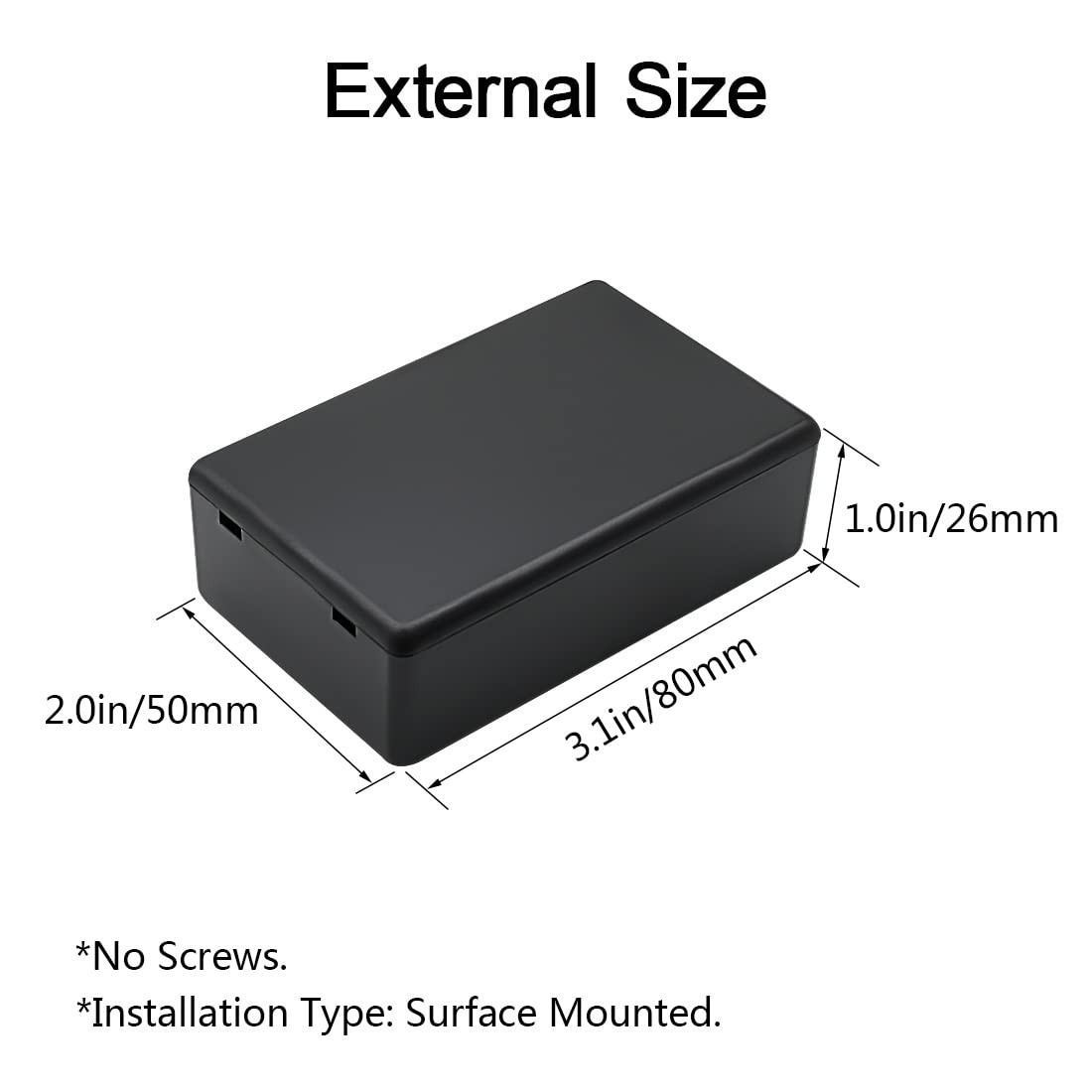 LeMotech 5 Pieces Plastic Project Boxes 3.1″ x 2.0″ x 1.0″(5pc), Black