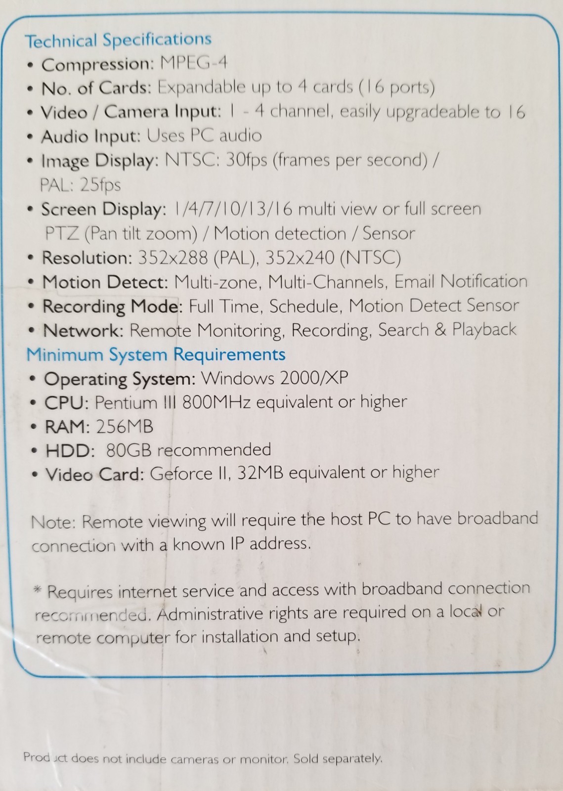 Swann Digital Video Security PCI Surveillance Card 4-Channels *New*