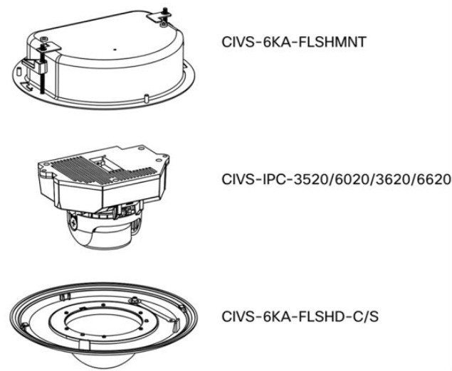 Cisco CIVS-IPC-6620 WDR PoE Dome IP Surveillance Camera w/ Flush Mounting System