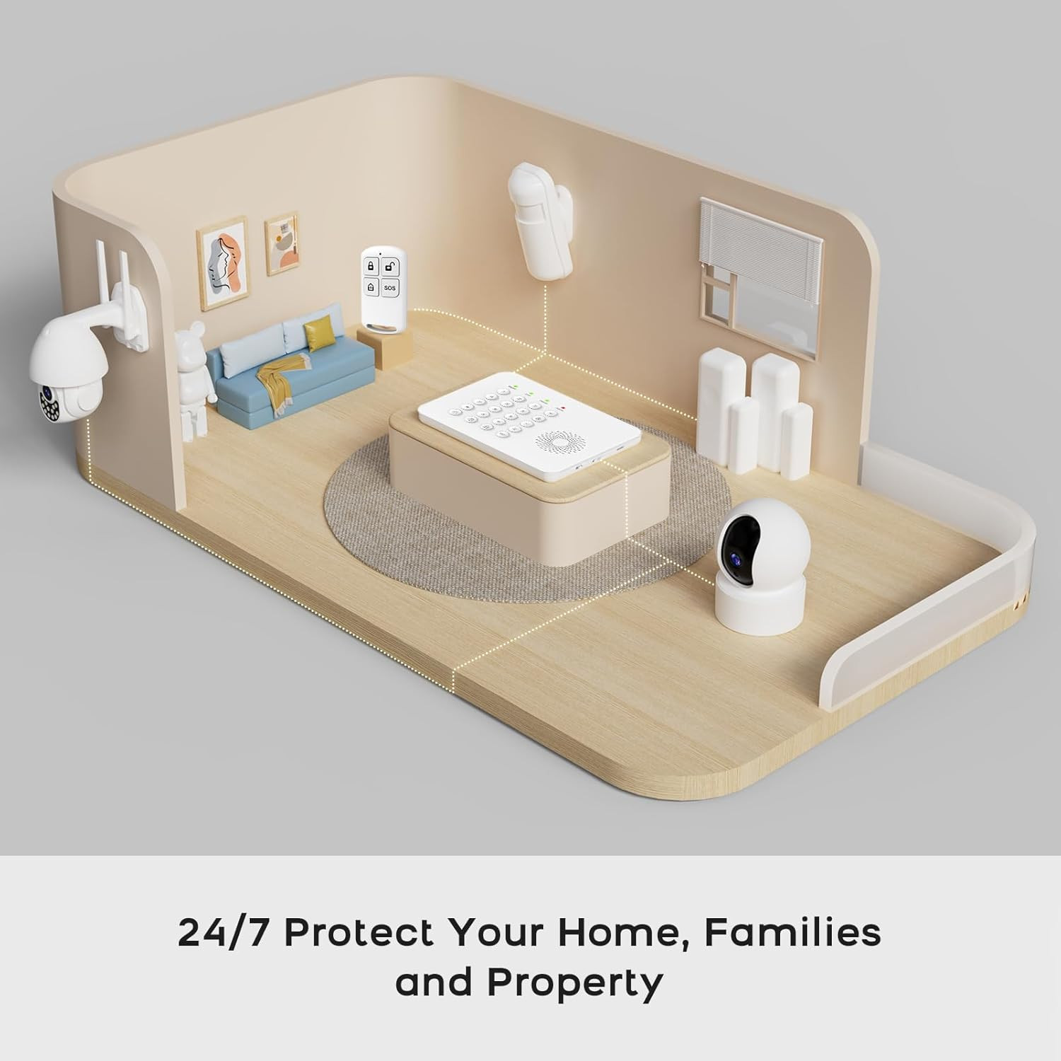 DIY Wireless Home Security System with Sensors & PTZ Camera – No Fees