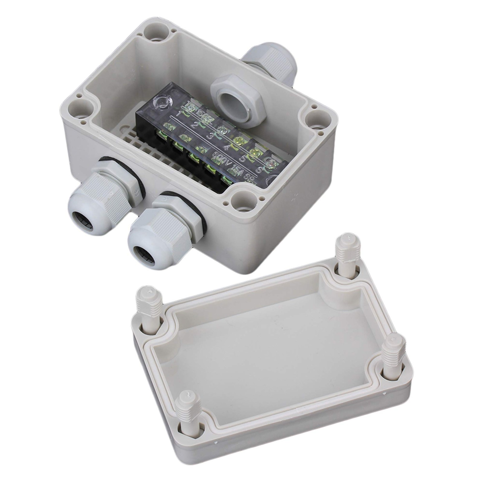 RDEXP White Gray Plastic Waterproof 6 Position 3.74×2.55×2.16″, white
