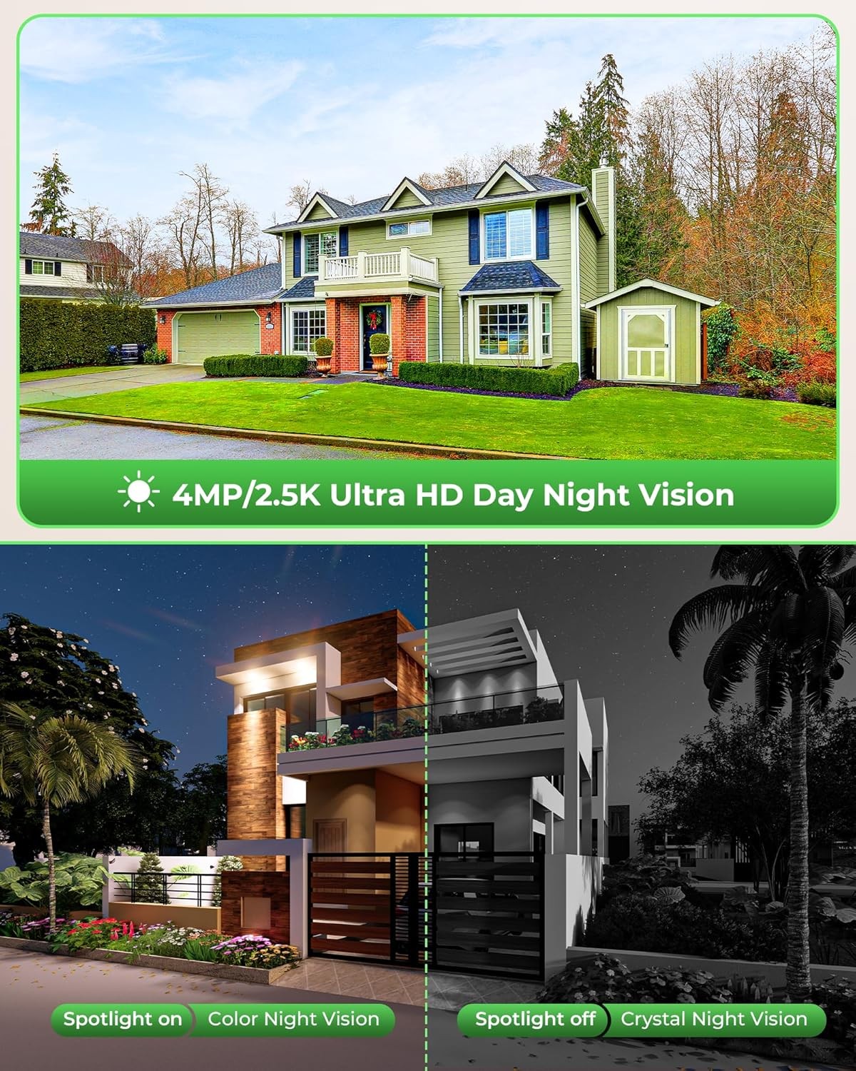 Solar Camera Outdoor Wireless with 10″ Monitor 4MP Home Security Camera System