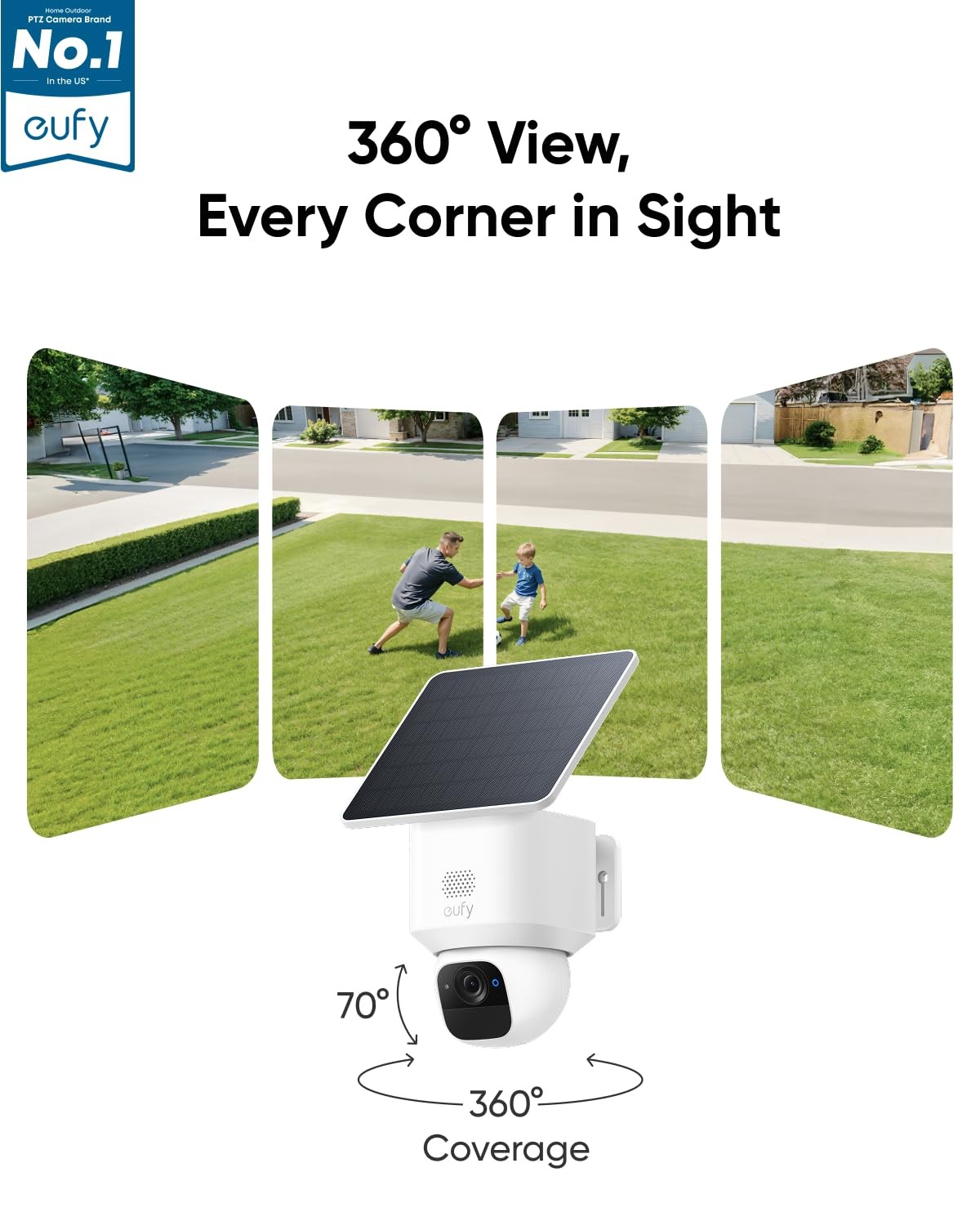 eufy Security SoloCam E30, Cameras Wireless Outdoor, Solar 2K, White