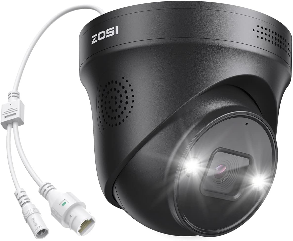 ZOSI 4K 8MP PoE Add On Camera Car Detect Color Night Vision Two Way Audio Camera