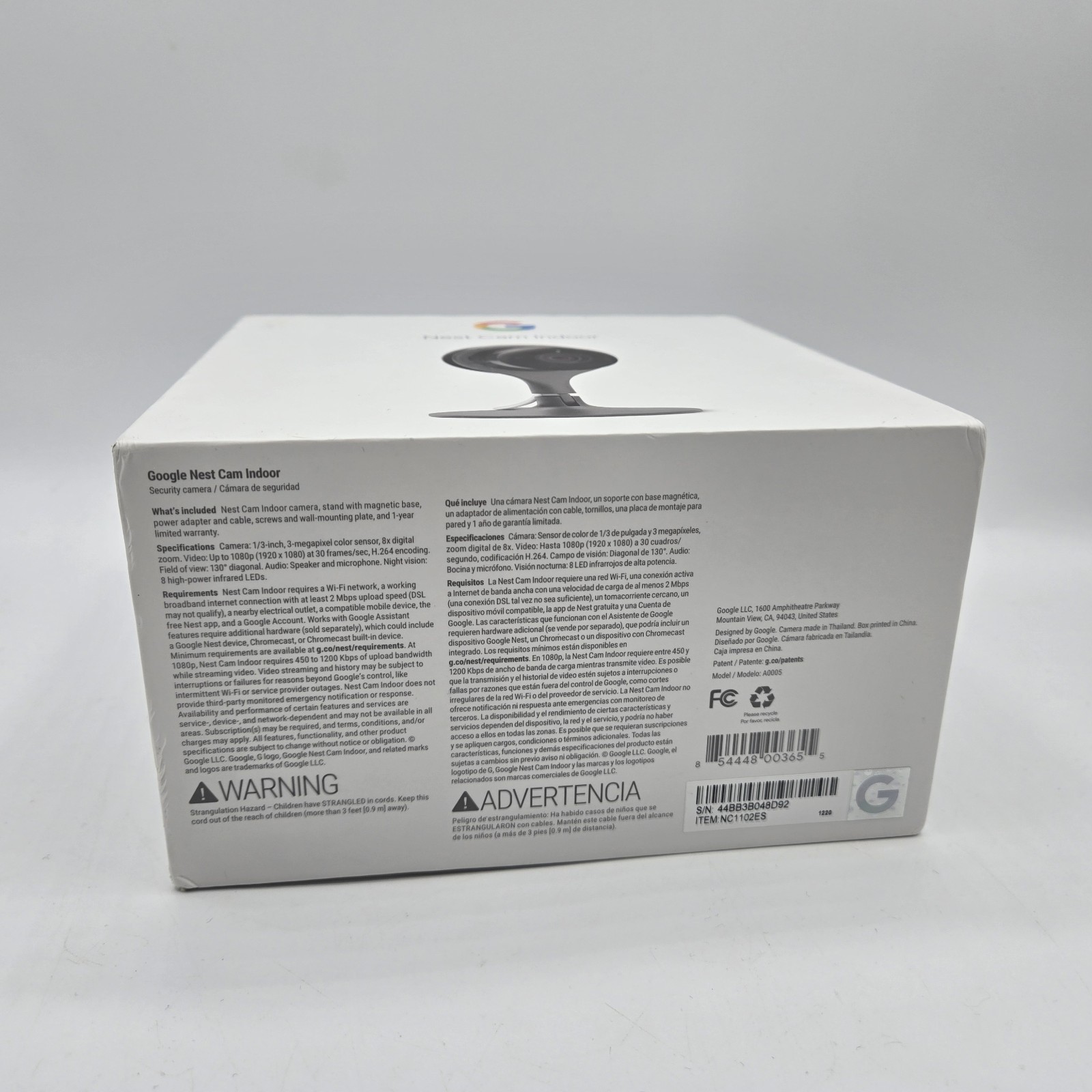 New Open Box Google Nest A0005 NC1102ES Cam Indoor Security Camera 1st Gen – NIB