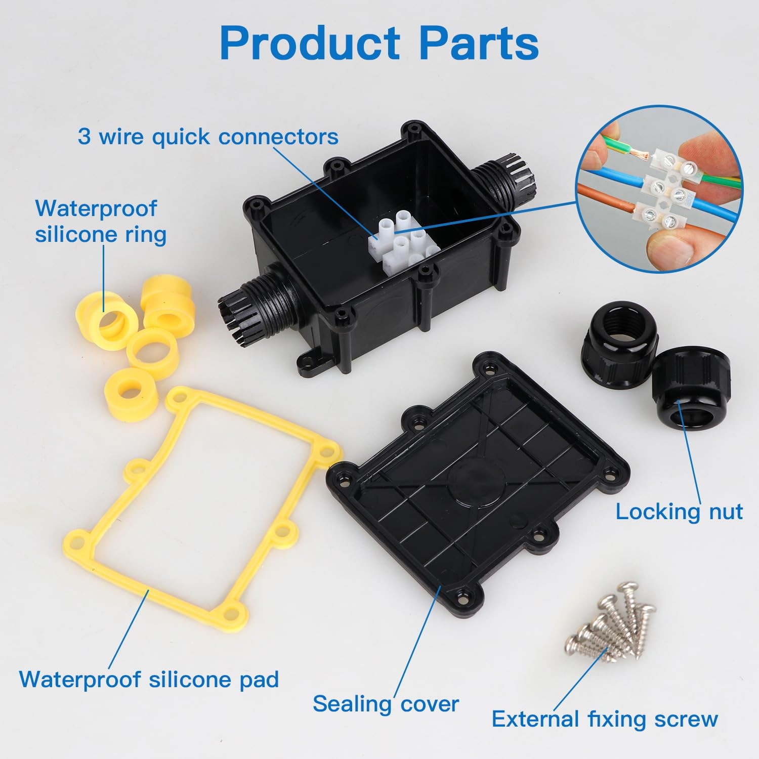 Helunsi 2 Pieces Internal Size: L 2.83 x W 1.89 x H 1.26inch, Black-2pcs