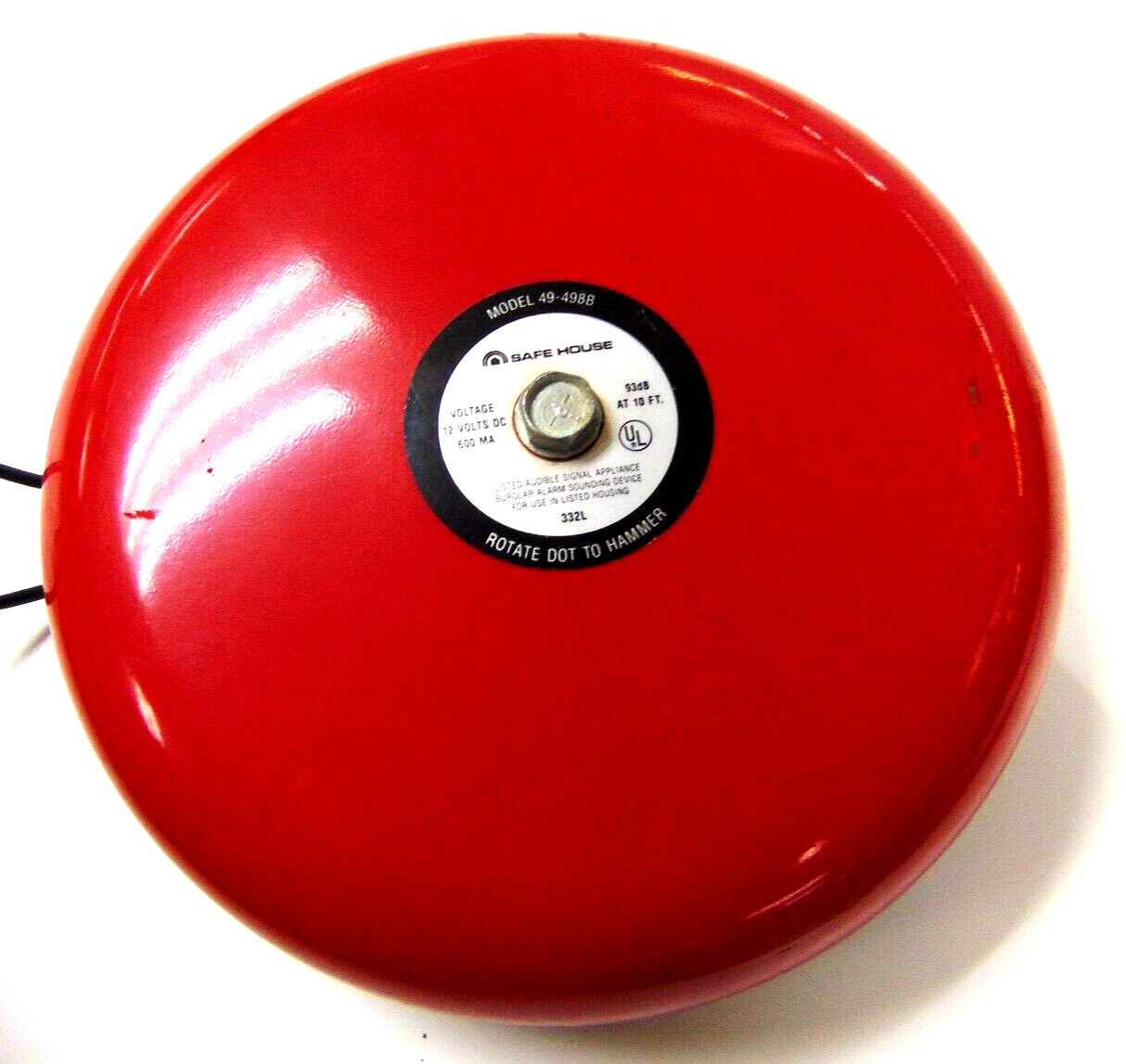 SAFE HOUSE BURGLAR ALARM SYSTEM MODEL 49-498B 12 VOLTS DC 600 MA 93DB @10 FT