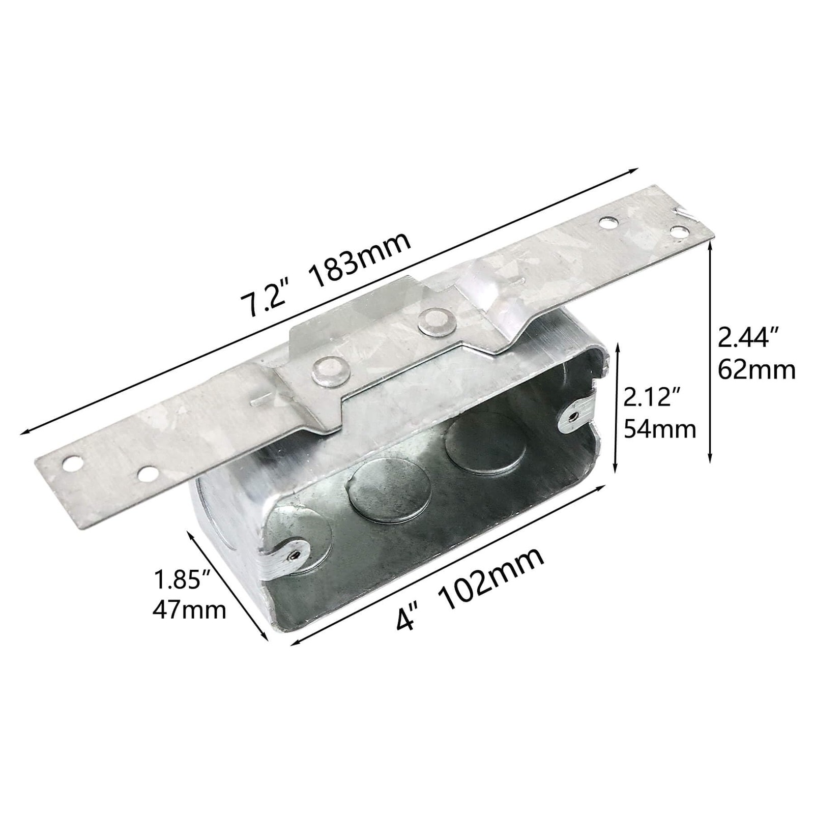 Qlvily 8 Packs 4 x 2 Inch Metal Electrical Box with Bracket, 1/2 Silver