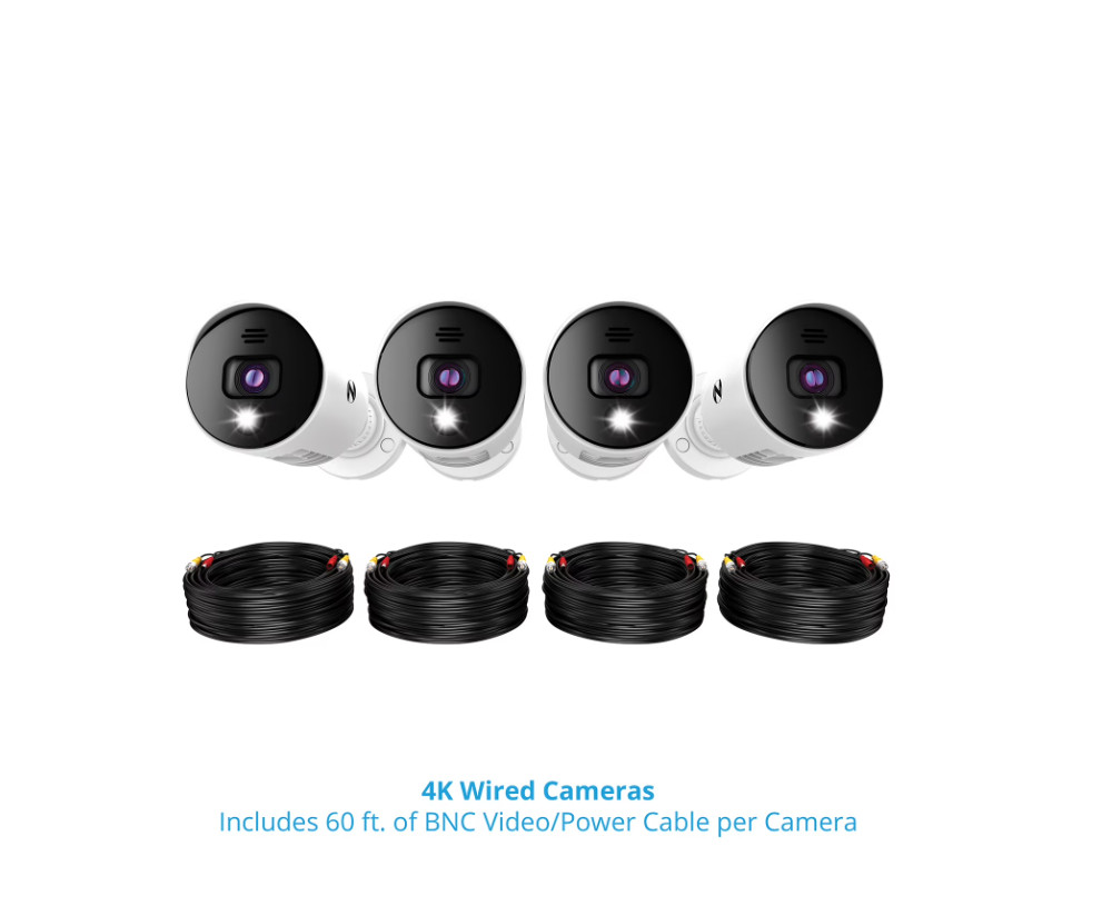 NEW Night Owl 8 Channel 4K Bluetooth DVR w/ 1TB Hard Drive & 4 Wired UHD Cameras