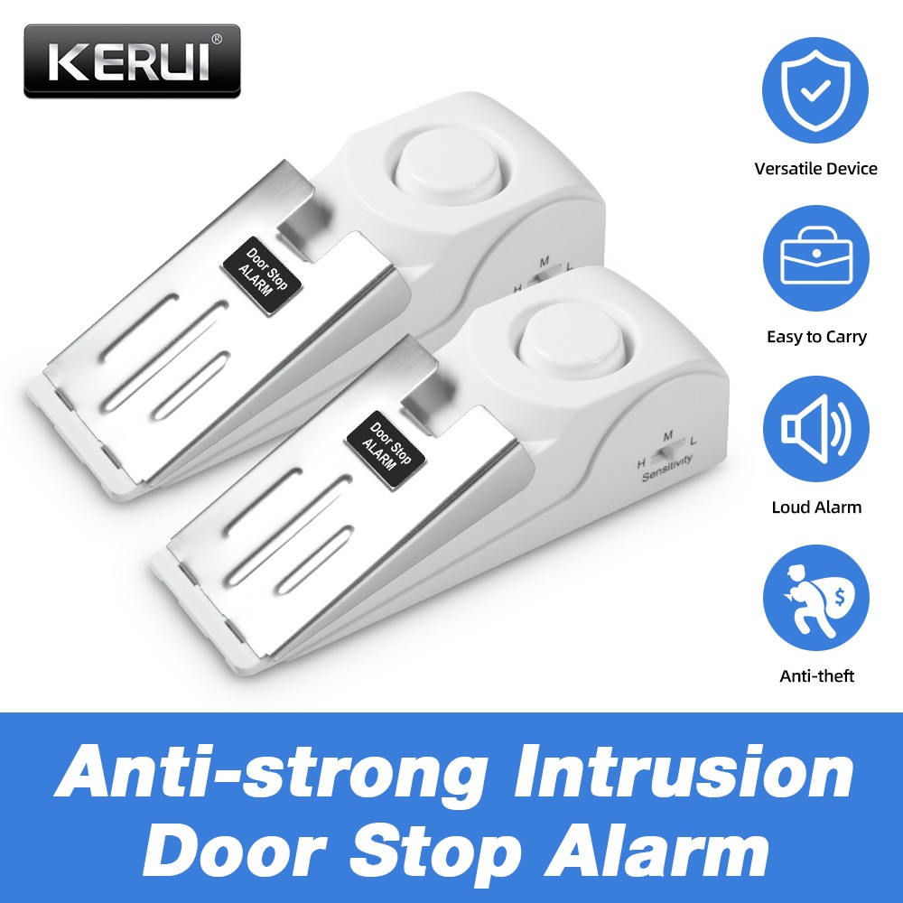 2 Pack Security Door Stop Alarm 120DB Hotel Home Portable Security Safety Tools