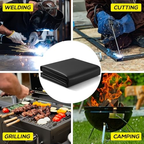 2Pack Welding Blanket, 4x6ft Silicone Coated Fiberglass Fire 4x6ft – 2Pack