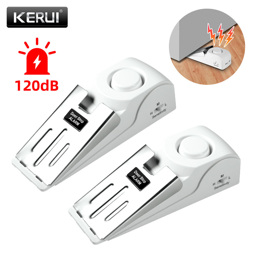 2 Pack Security Door Stop Alarm 120DB Hotel Home Portable Security Safety Tools