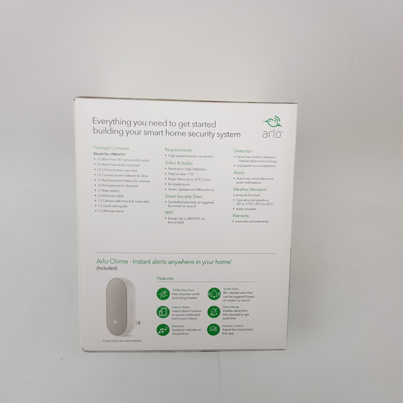 Arlo Smart Home Pro HD Camera Plus Audio Doorbell and Chime System