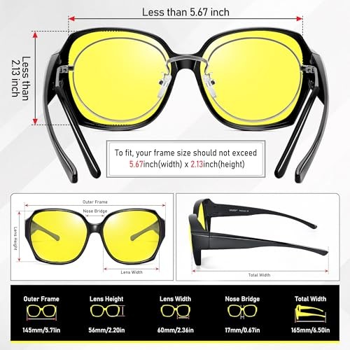 Night Vision Driving Glasses for Women 16 Glossy Black Frame/Night Vision Lens