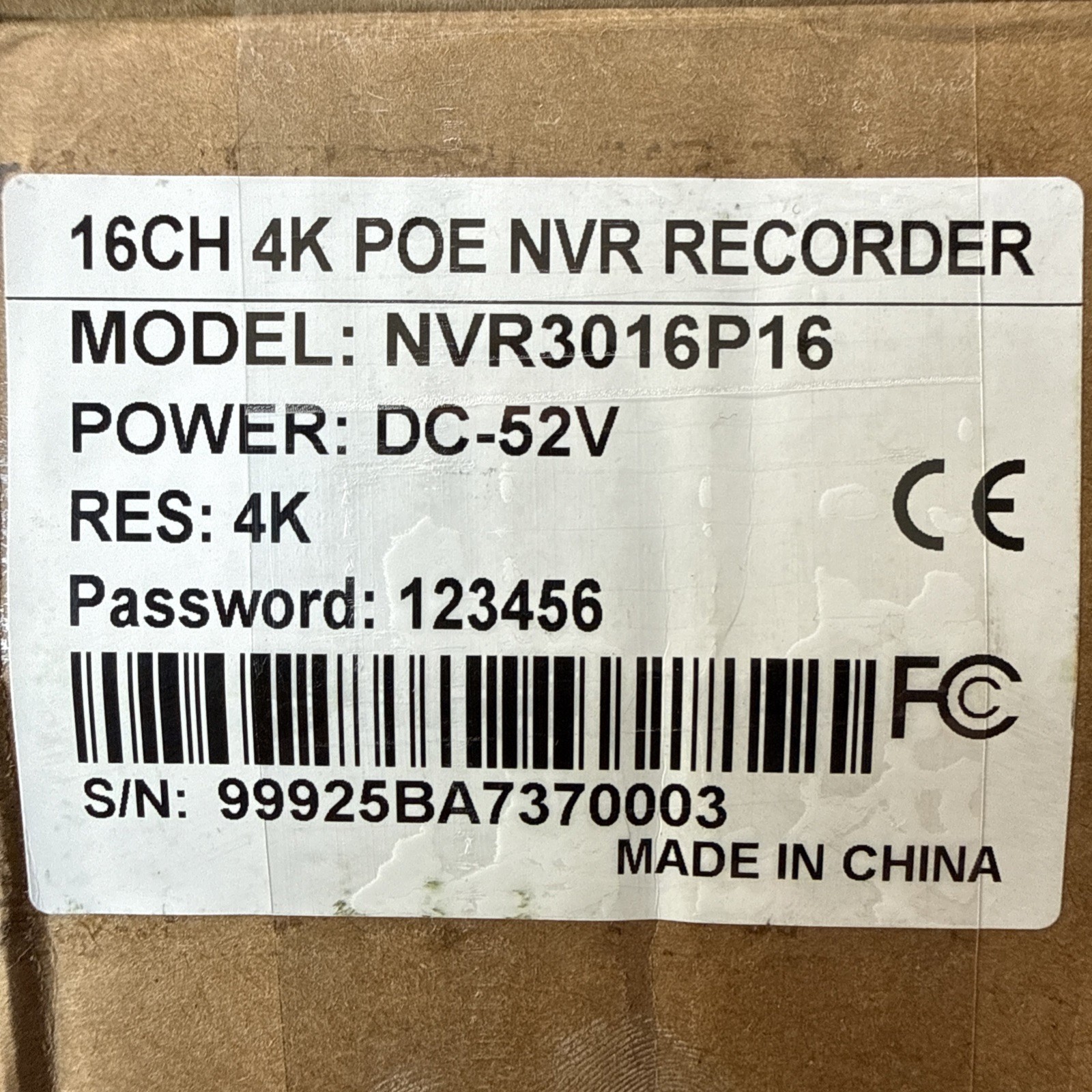 Vonnision Panoob 4K 16CH PoE NVR Network Video Recorder NTSC NVR3216-P16