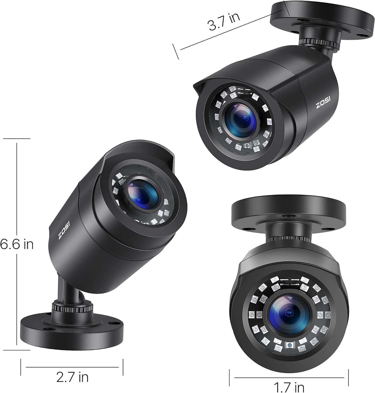 ZOSI 4 IN 1 CCTV Security Camera Waterproof Outdoor 1080p 80ft Night Vision