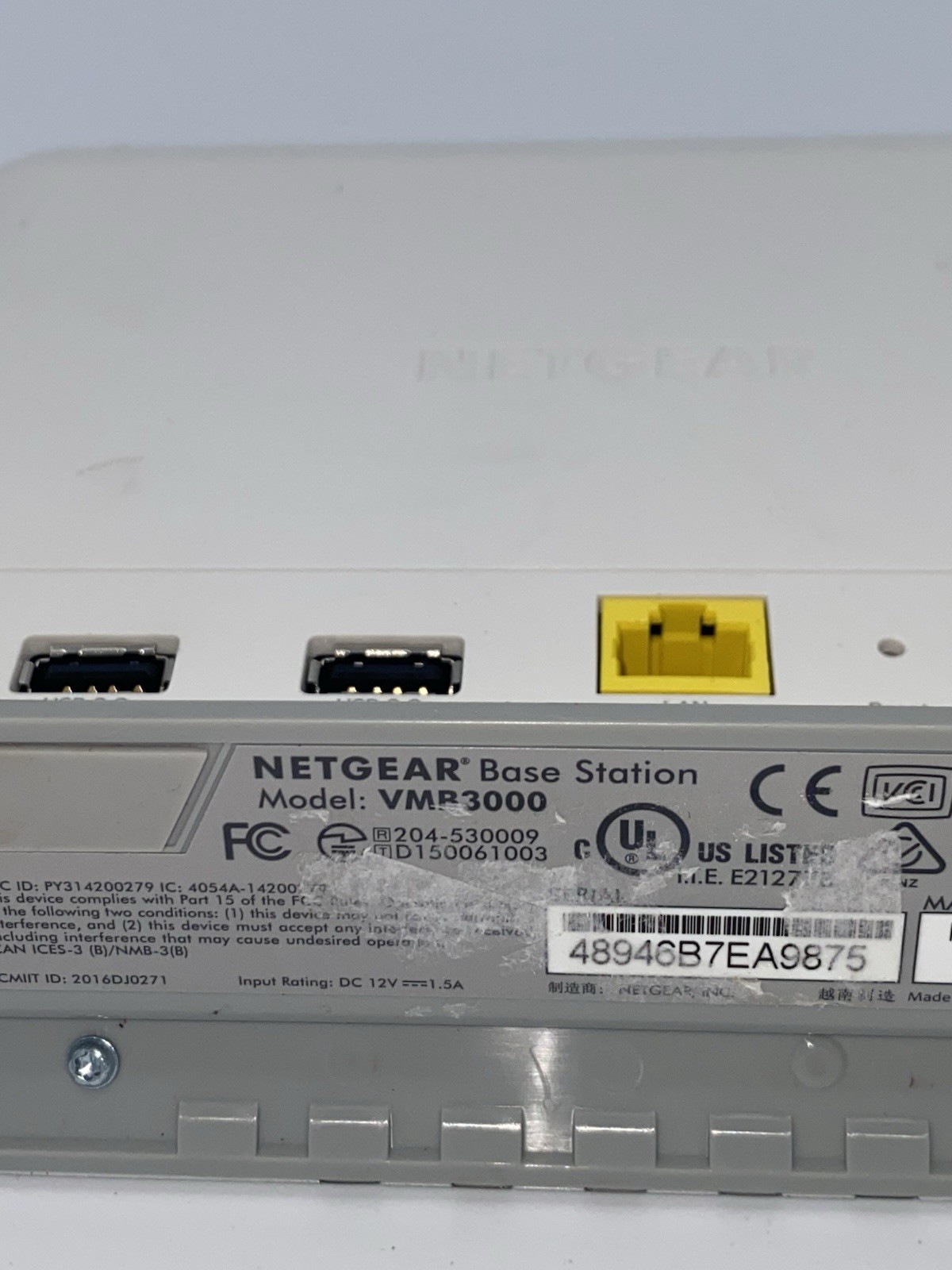 Netgear VMB3000 Base Station – No Power Cord – Untested