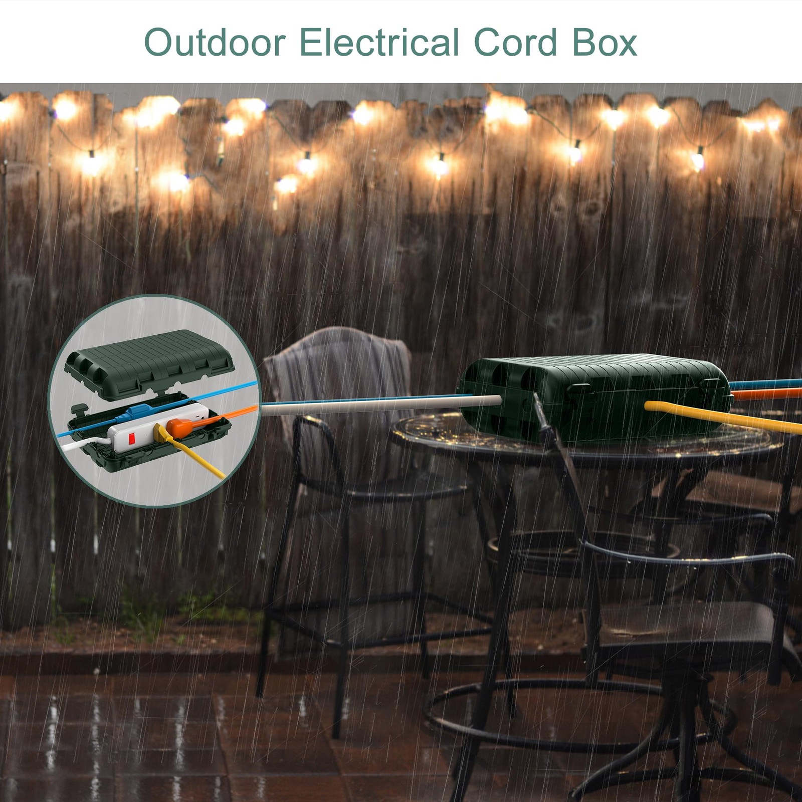 Outdoor Waterproof Electrical Box, Large Extension Cord Cover Green