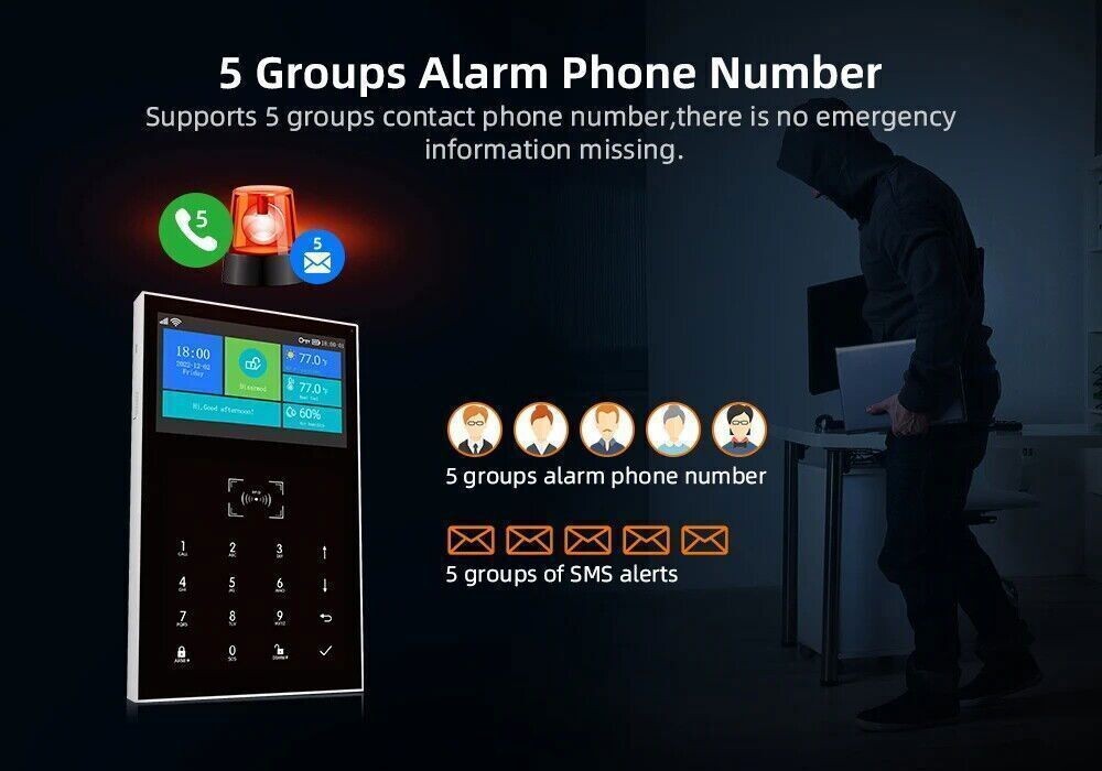 L35 WiFi+4G Wireless Kits Home Security Alarm System+Alexa+Google+Tuya APP