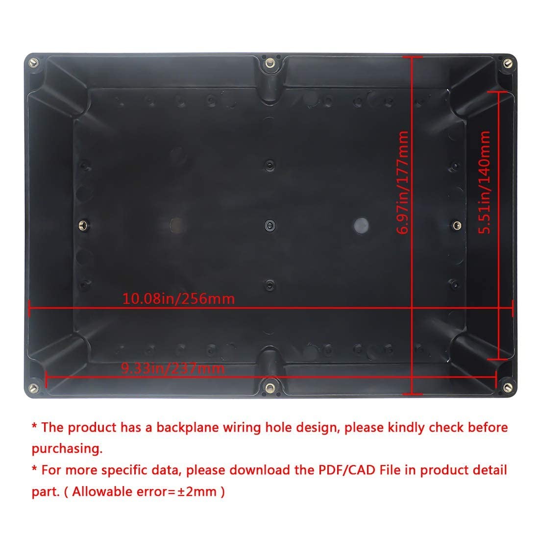 LeMotech ABS Plastic Electrical Project 10.4″ x 7.2″ x 3.7″, Black (1 pack)