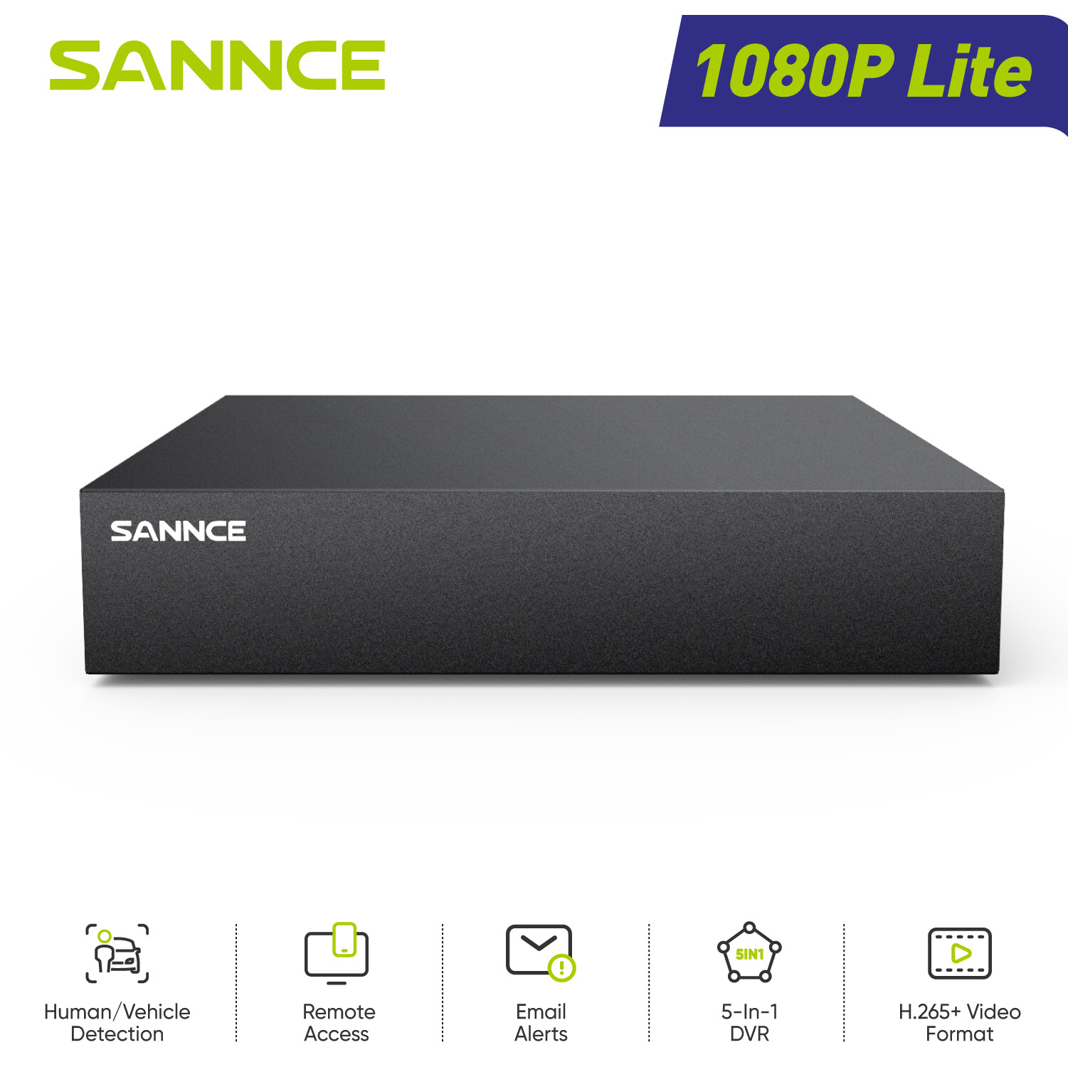 SANNCE 5IN1 1080P Lite 8CH DVR CCTV Security Video Recorder AI Human Detection