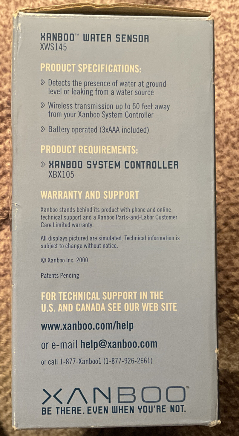 XANBOO Home Security System – Wireless Water Sensor XWS145 – NEW OPEN BOX
